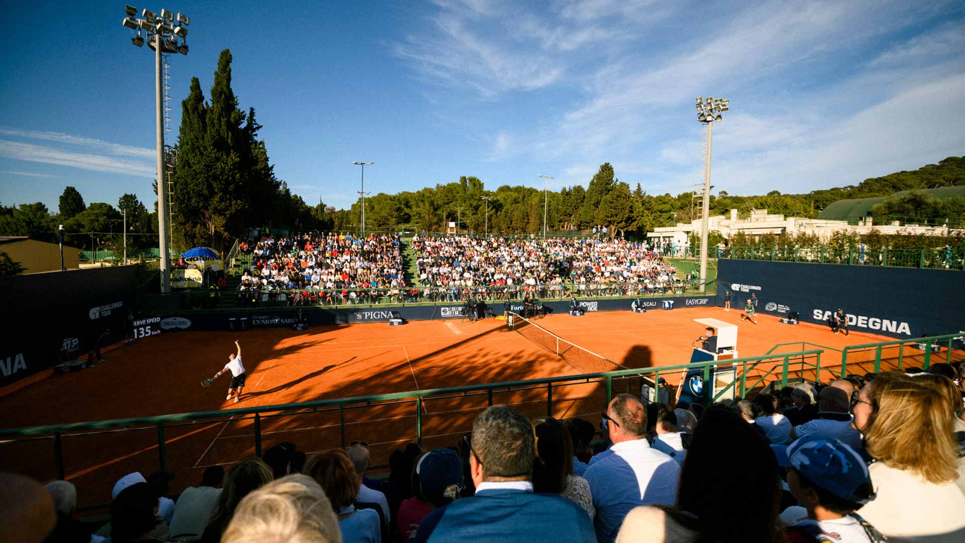 Fans fill the stadium for Sunday's final at the Cagliari Challenger.