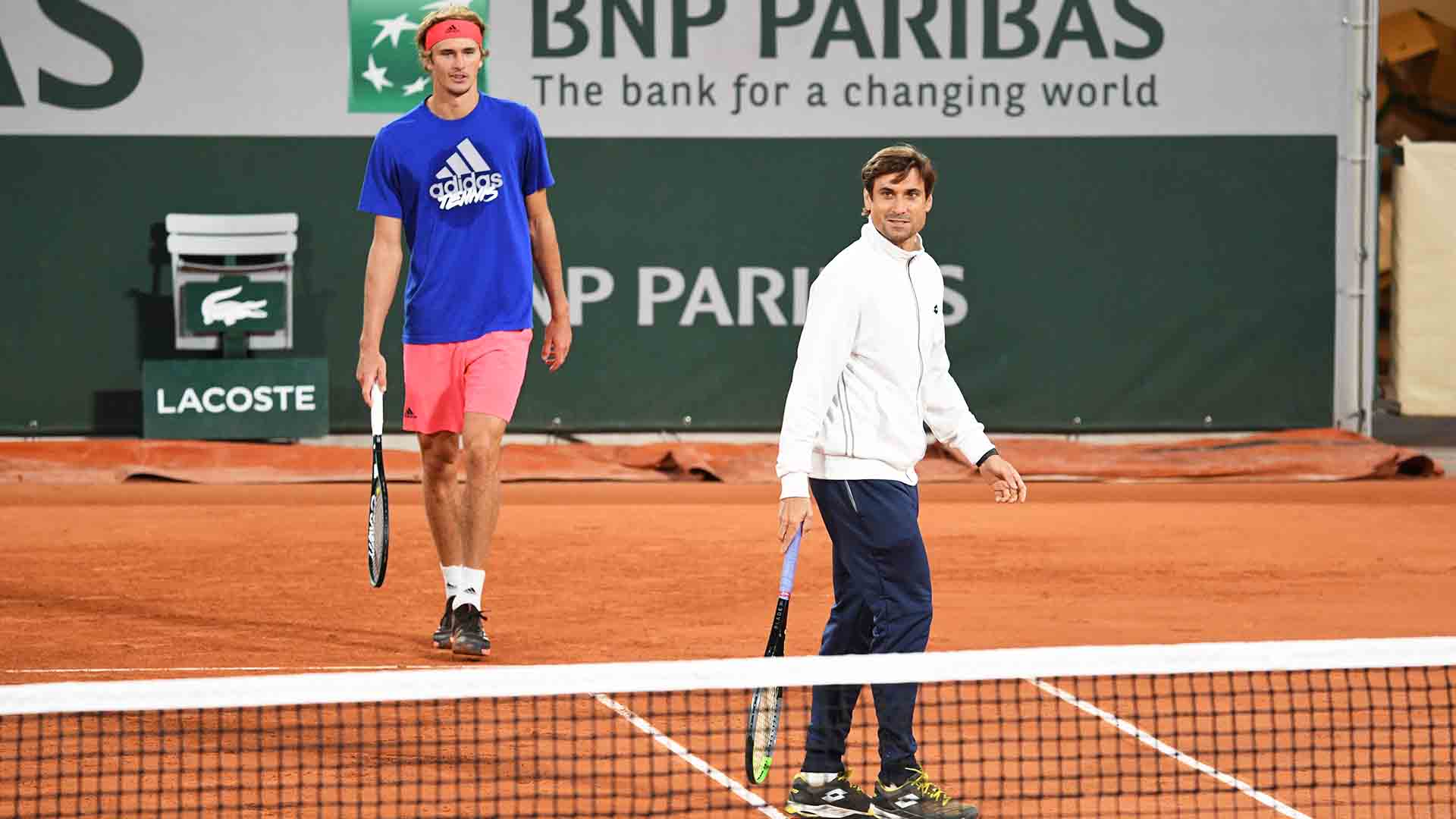 Alexander Zverev practises with new coach David Ferrer ahead of his fifth consecutive main draw appearance at Roland Garros.