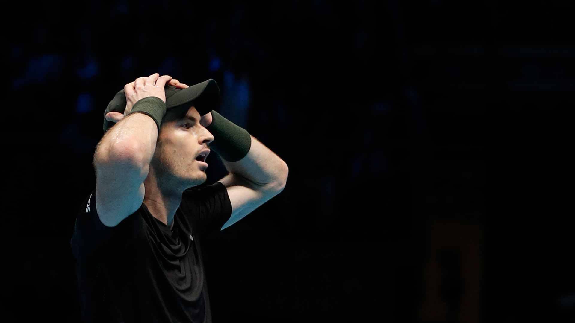 Andy Murray reacts to winning the 2016 Barclays ATP World Tour Finals title over rival Novak Djokovic.