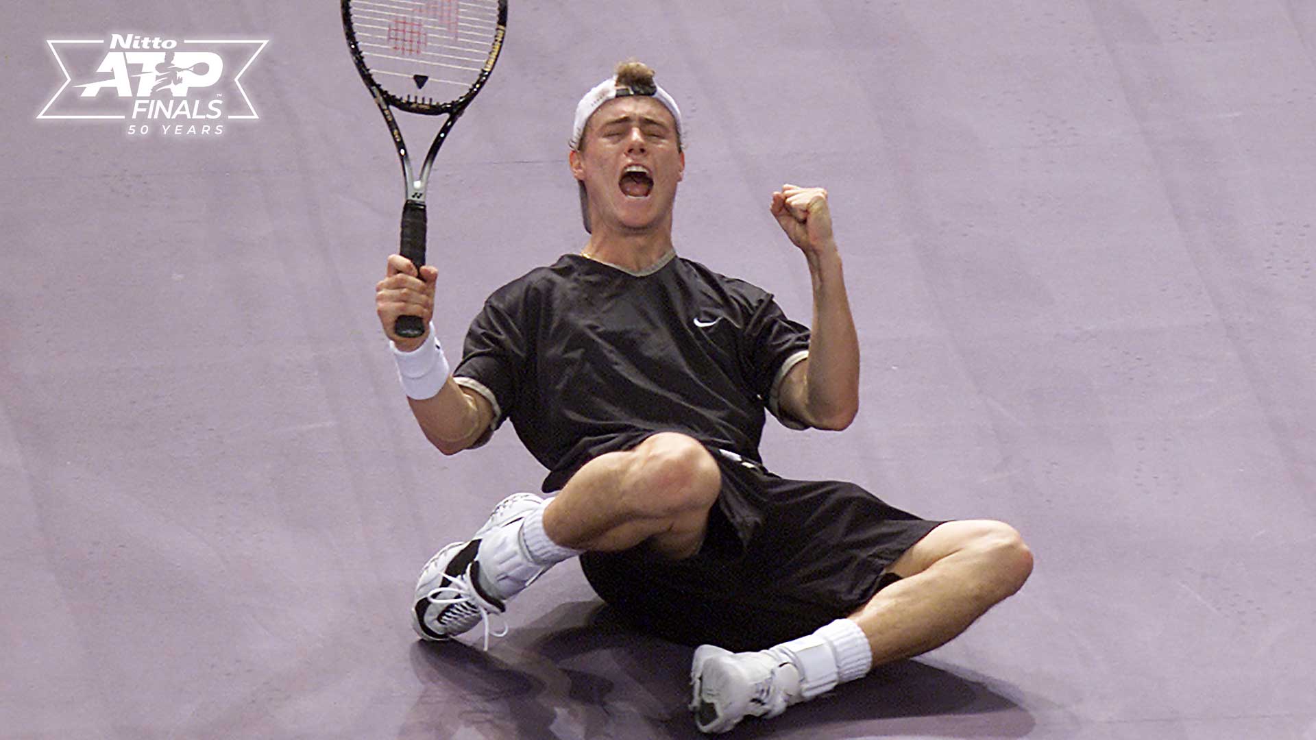 On home soil in Sydney in 2001, Lleyton Hewitt wins the first of two consecutive Tennis Masters Cup titles.