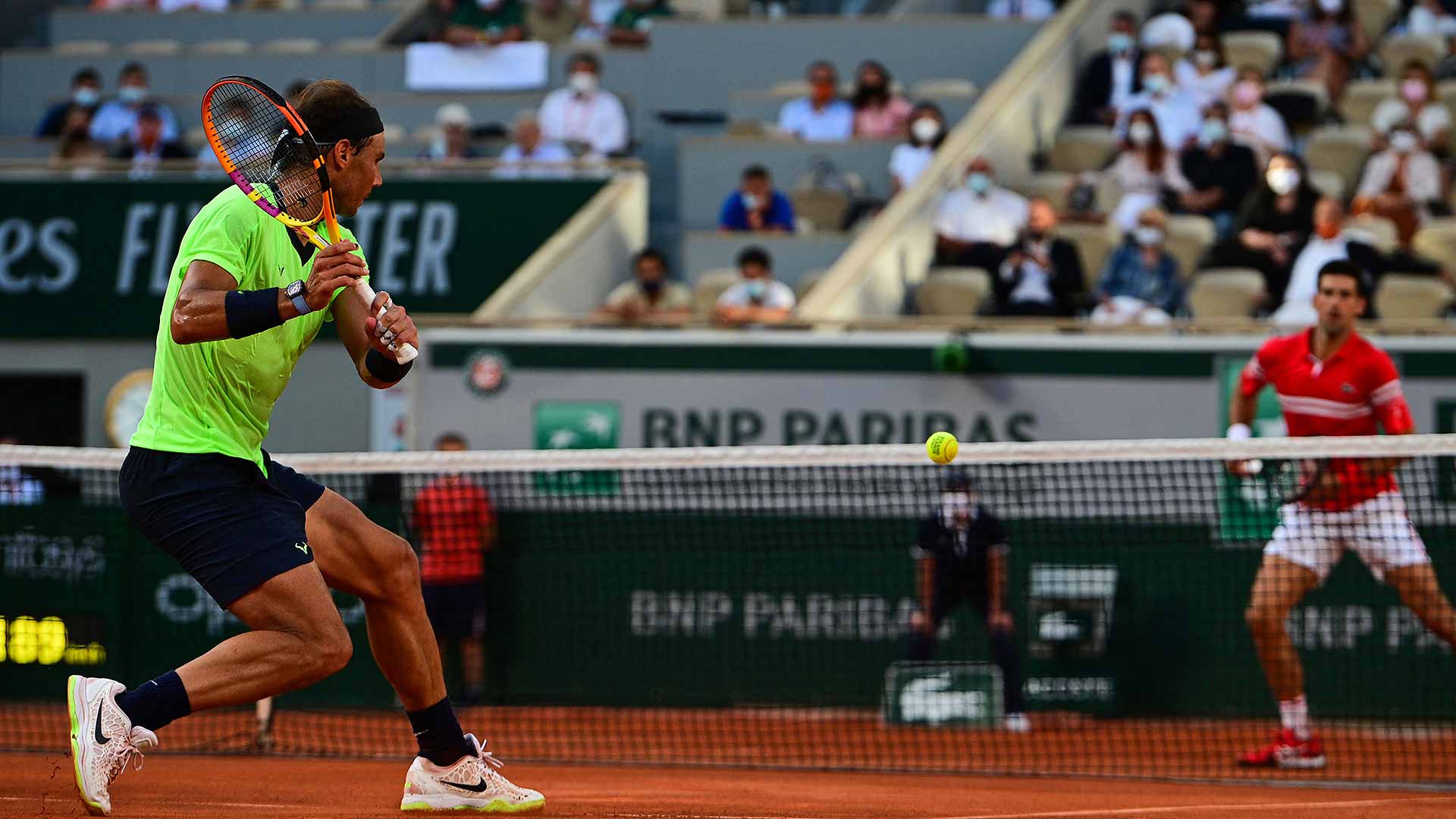 <a href='https://www.atptour.com/en/players/rafael-nadal/n409/overview'>Rafael Nadal</a> and <a href='https://www.atptour.com/en/players/novak-djokovic/d643/overview'>Novak Djokovic</a> battle in an epic <a href='https://www.atptour.com/en/tournaments/roland-garros/520/overview'>Roland Garros</a> semi-final.