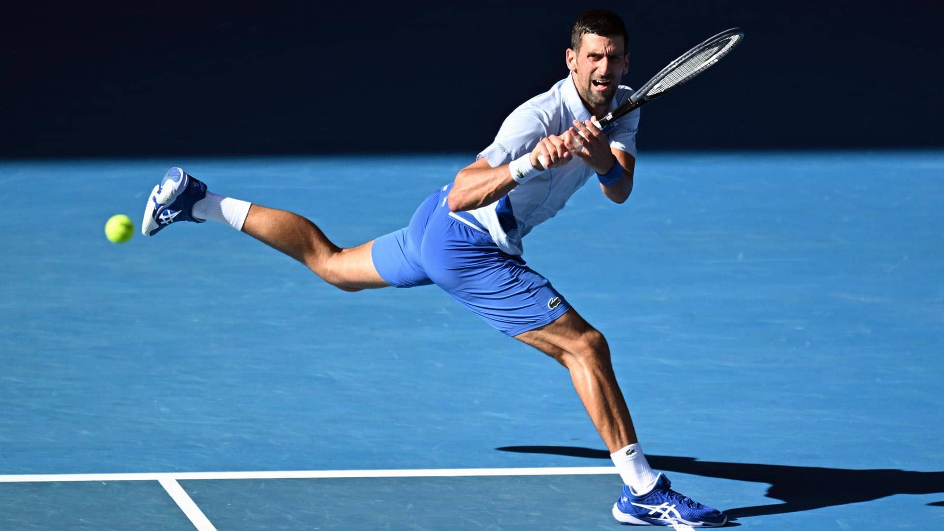 Novak Djokovic secured his first break against Taylor Fritz on his 16th break point.