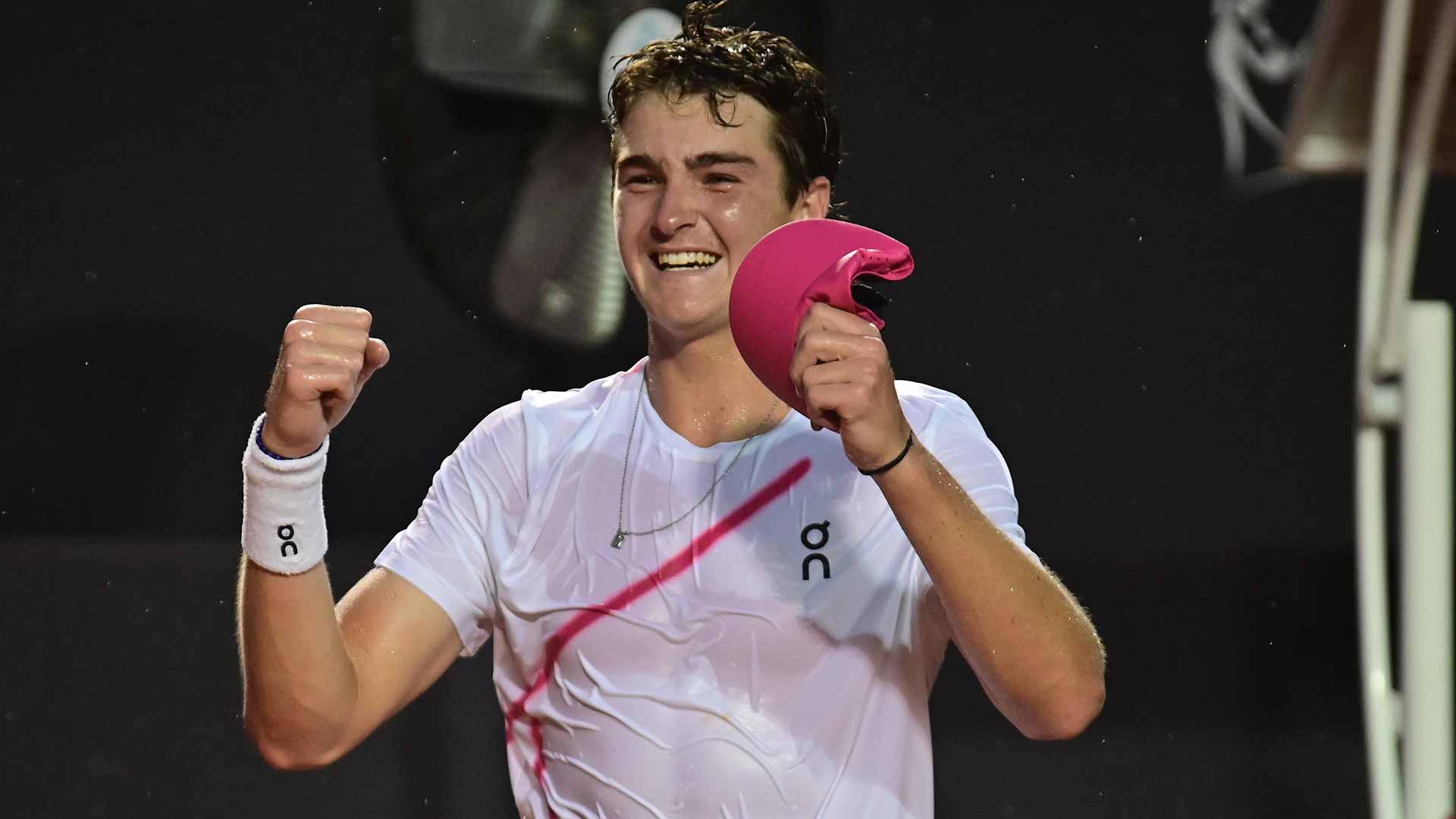 Joao Fonseca celebrates his first ATP Tour win in Rio.