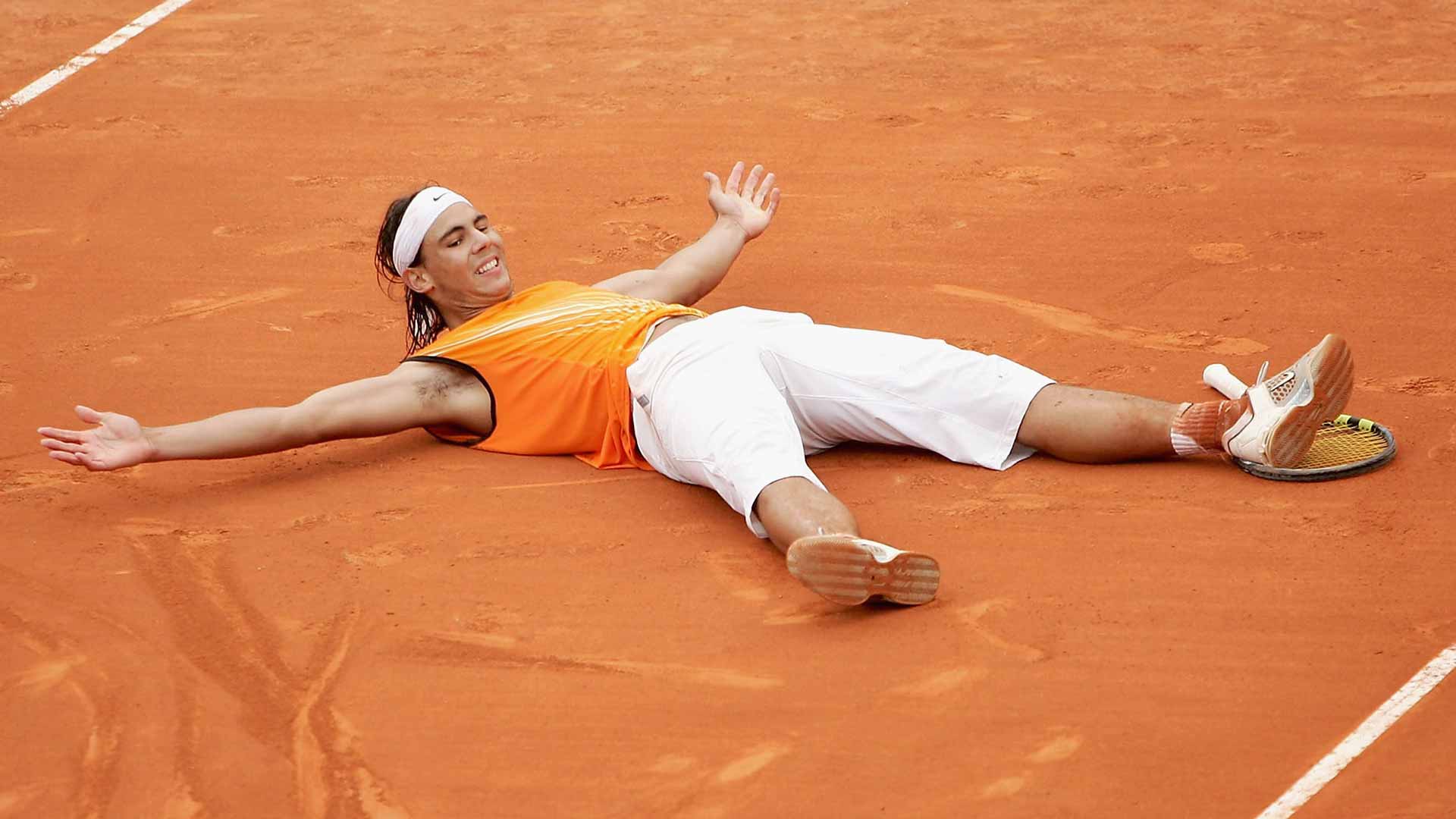 <a href='https://www.atptour.com/en/players/rafael-nadal/n409/overview'>Rafael Nadal</a> celebrates winning the <a href='https://www.atptour.com/en/tournaments/monte-carlo/410/overview'>Rolex Monte-Carlo Masters</a>.