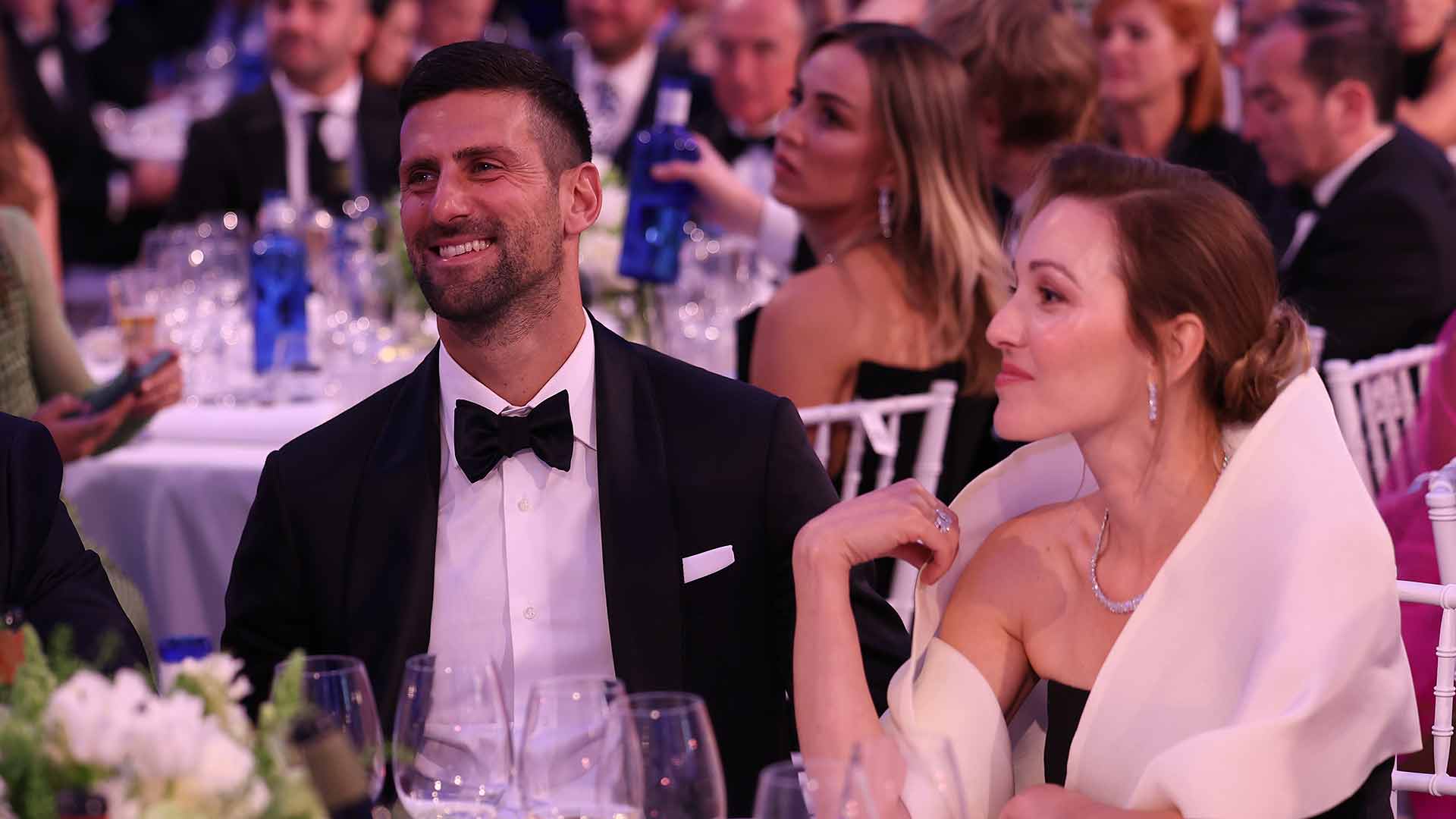 <a href='https://www.atptour.com/en/players/novak-djokovic/d643/overview'>Novak Djokovic</a> with wife Jelena.