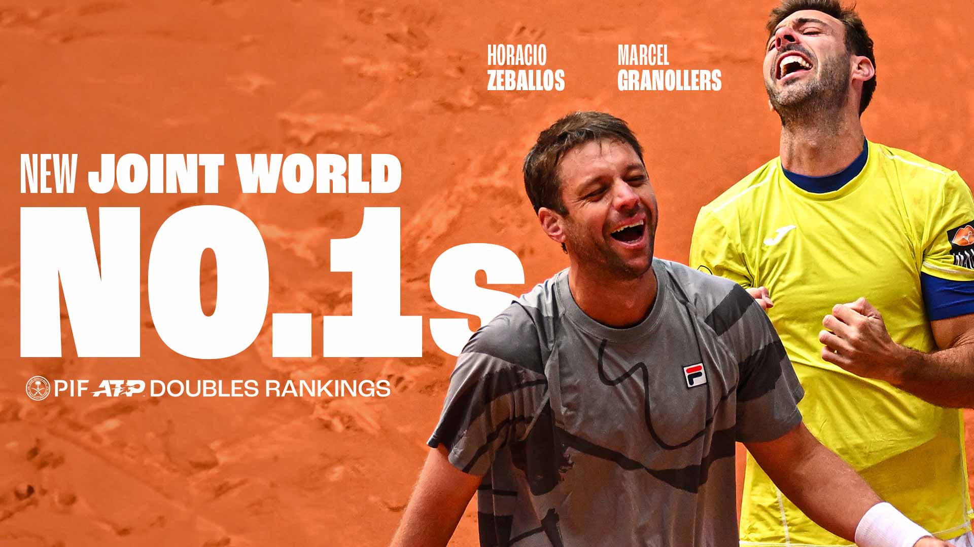 Horacio Zeballos (left) and Marcel Granollers are now joint-World No. 1s in the PIF ATP Doubles Rankings.