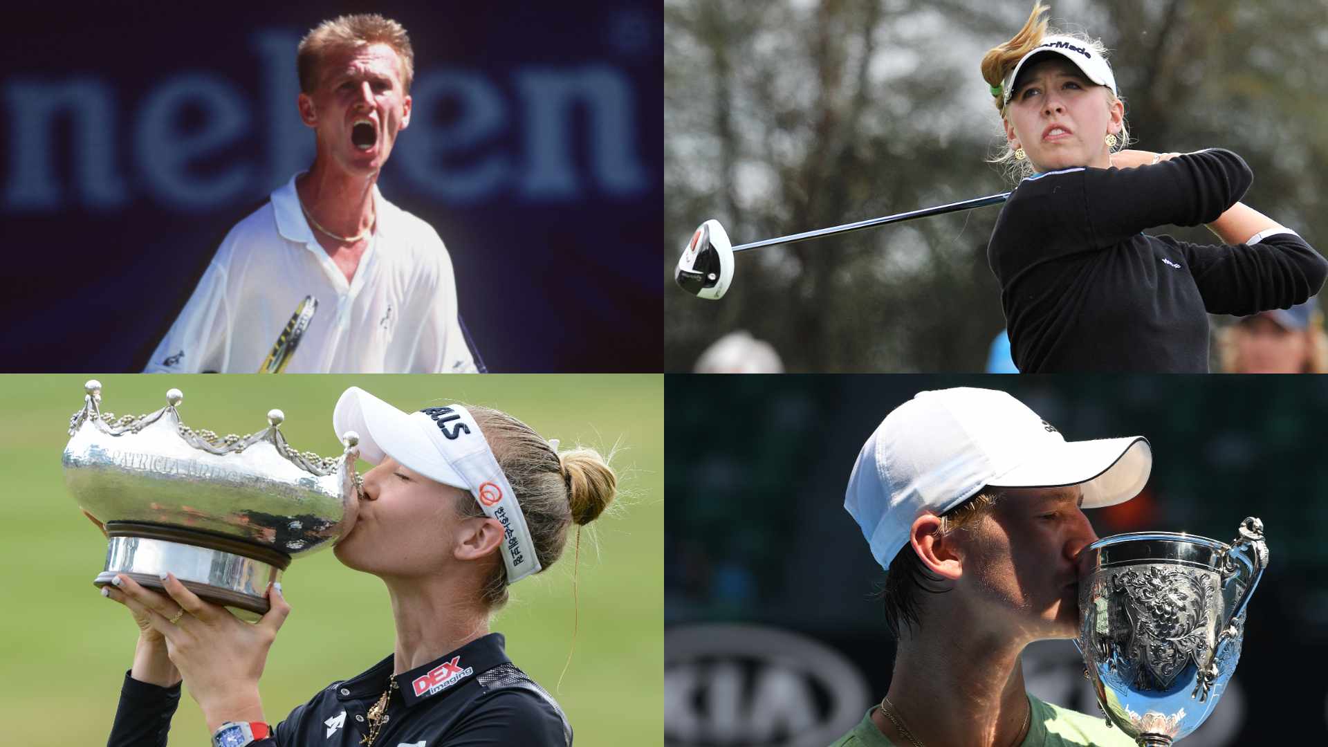 Petr Korda (arriba a la izq.) ganó el Abierto de Australia 1998. Su hijo Sebastian lo hizo como junior en 2018. Sus hijas Jessica y Nelly lo consiguieron en golf.