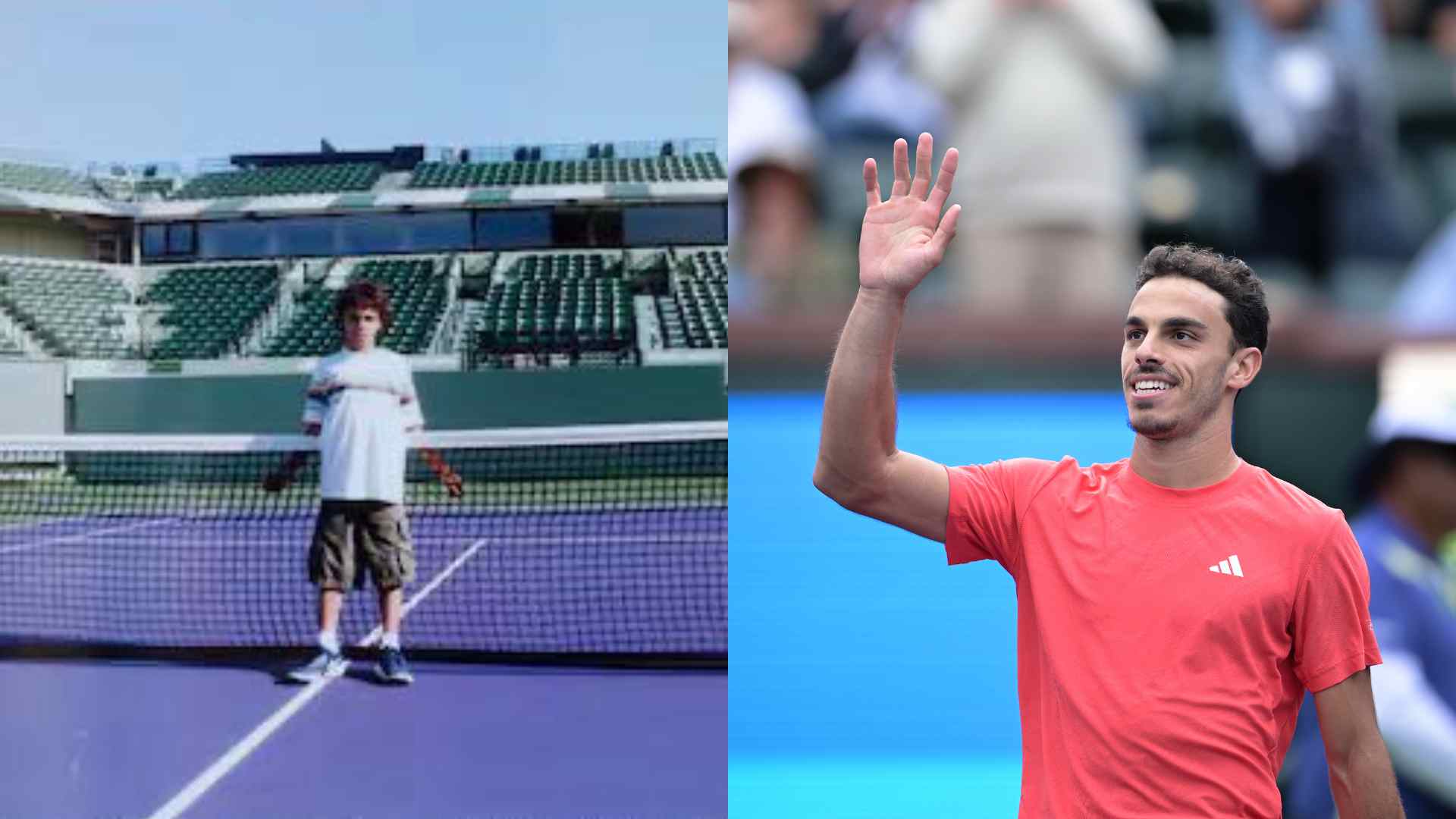 Francisco Cerúndolo en su primera visita a Miami vs. hoy en día antes del debut en el Masters 1000 de Florida.