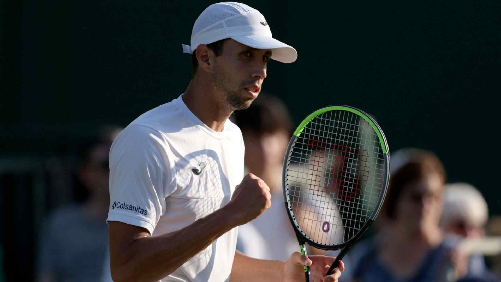 Daniel Galán celebrando su primer avance a una segunda semana de Grand Slam.