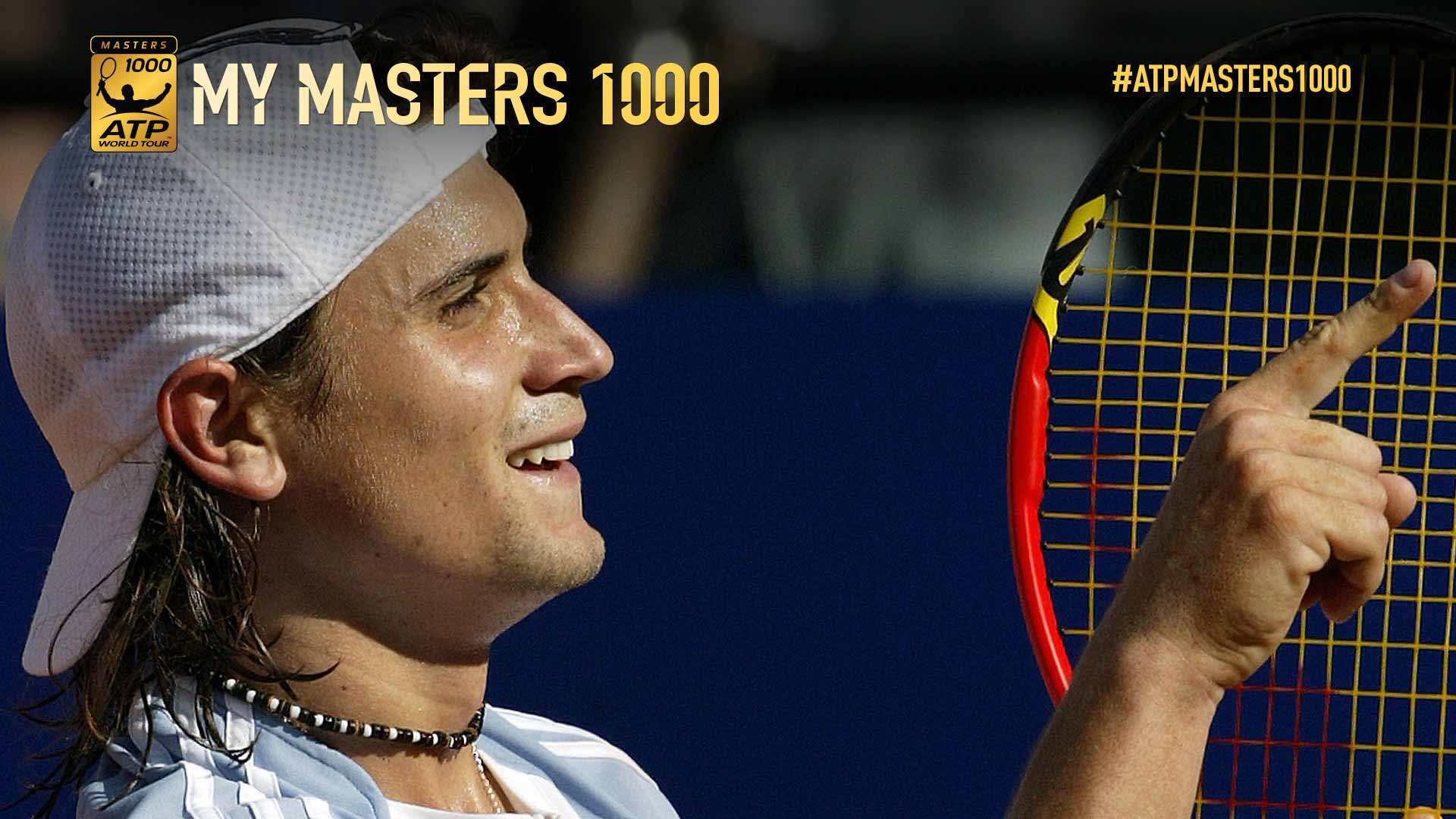 David Ferrer celebrates an upset win over World No. 1 Andre Agassi at the Foro Italico in 2003. 