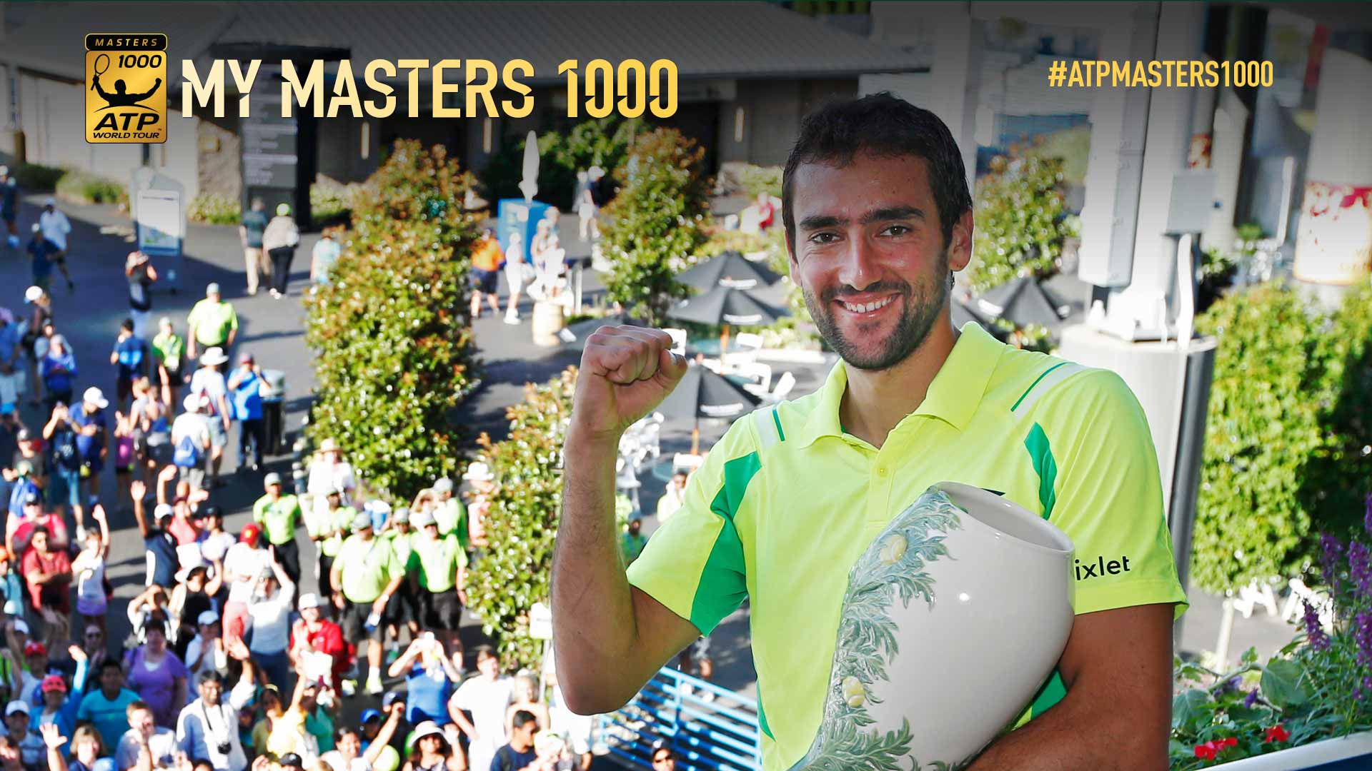 Marin Cilic holds the trophy after winning the 2016 Western & Southern Open final against Andy Murray.