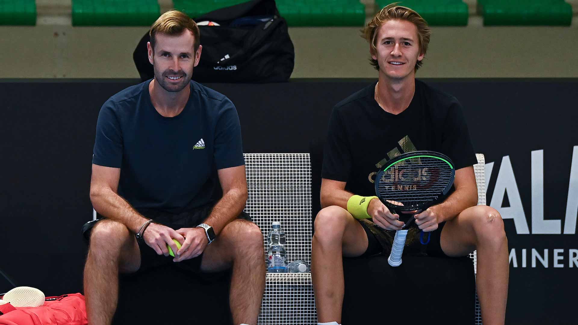 Theodor Devoty and Sebastian Korda prepare on Friday in Milan ahead of the American's semi-final at the Intesa Sanpaolo Next Gen ATP Finals.