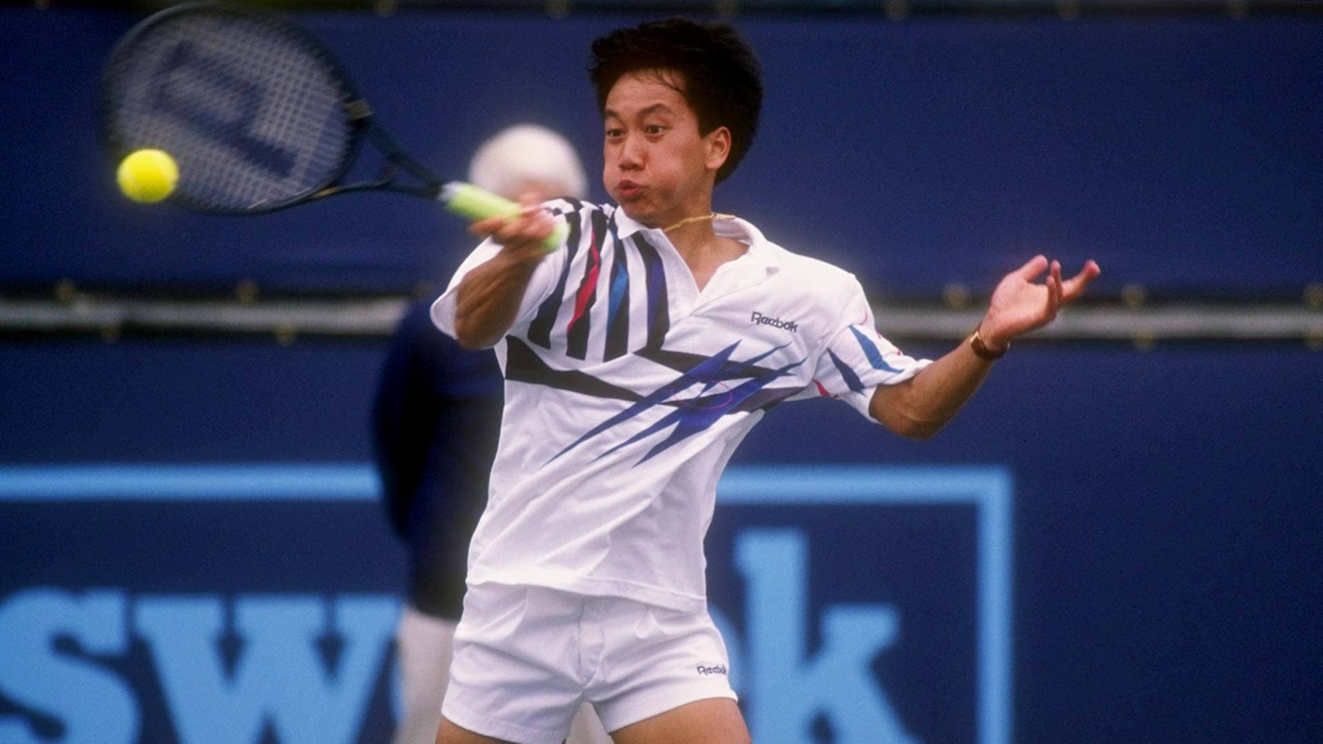 Michael Chang in action in Indian Wells in 1992.