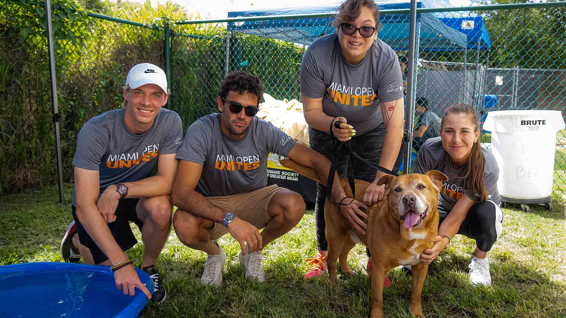Denis Shapovalov, Matteo Berrettini and the WTA Tour's Belinda Bencic visit the Humane Society of Greater Miami during the Miami Open.