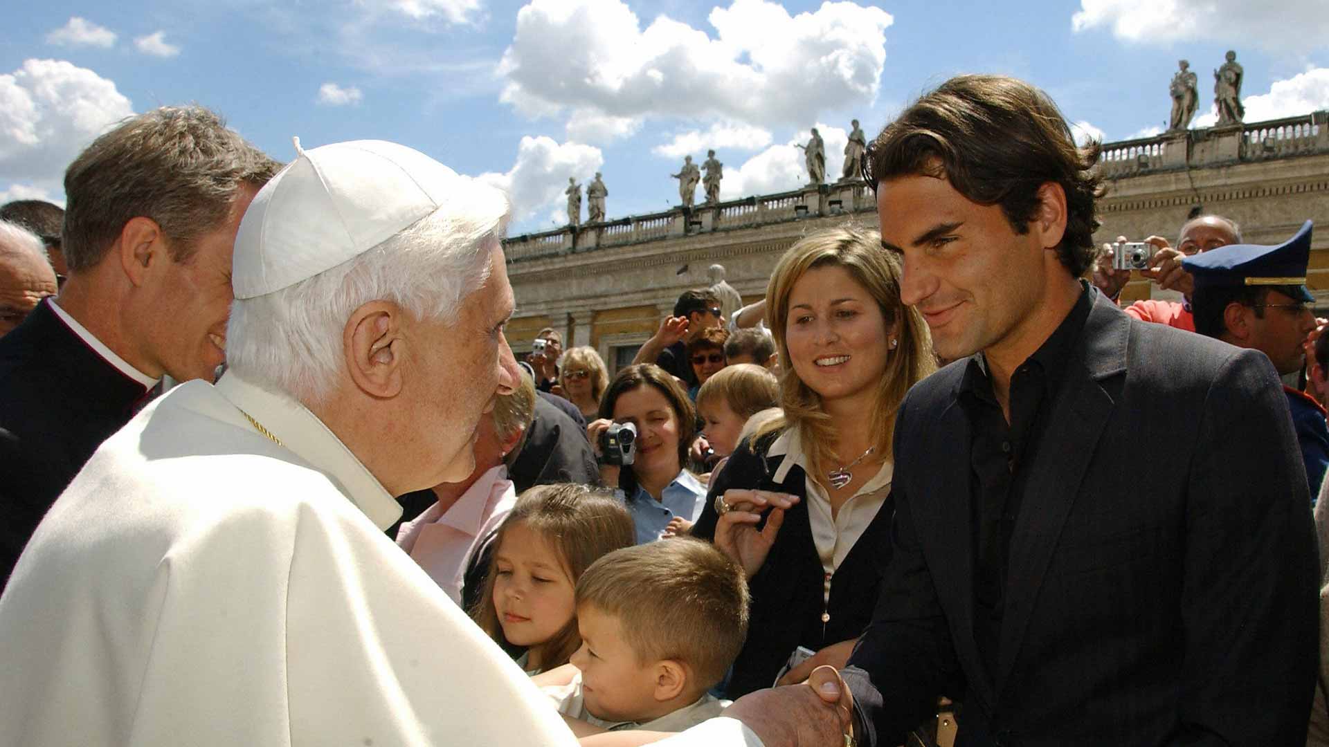 Pope Benedict XVI & <a href='https://www.atptour.com/en/players/roger-federer/f324/overview'>Roger Federer</a>