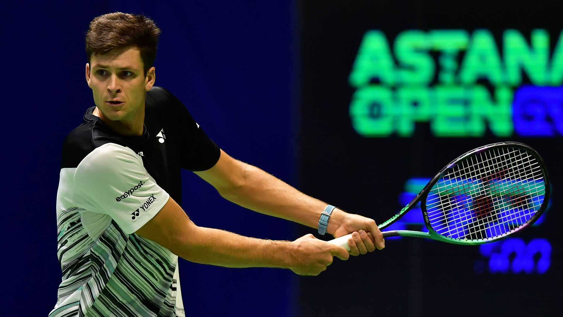 Hubert Hurkacz defeats Francisco Cerundolo in Astana on Monday.