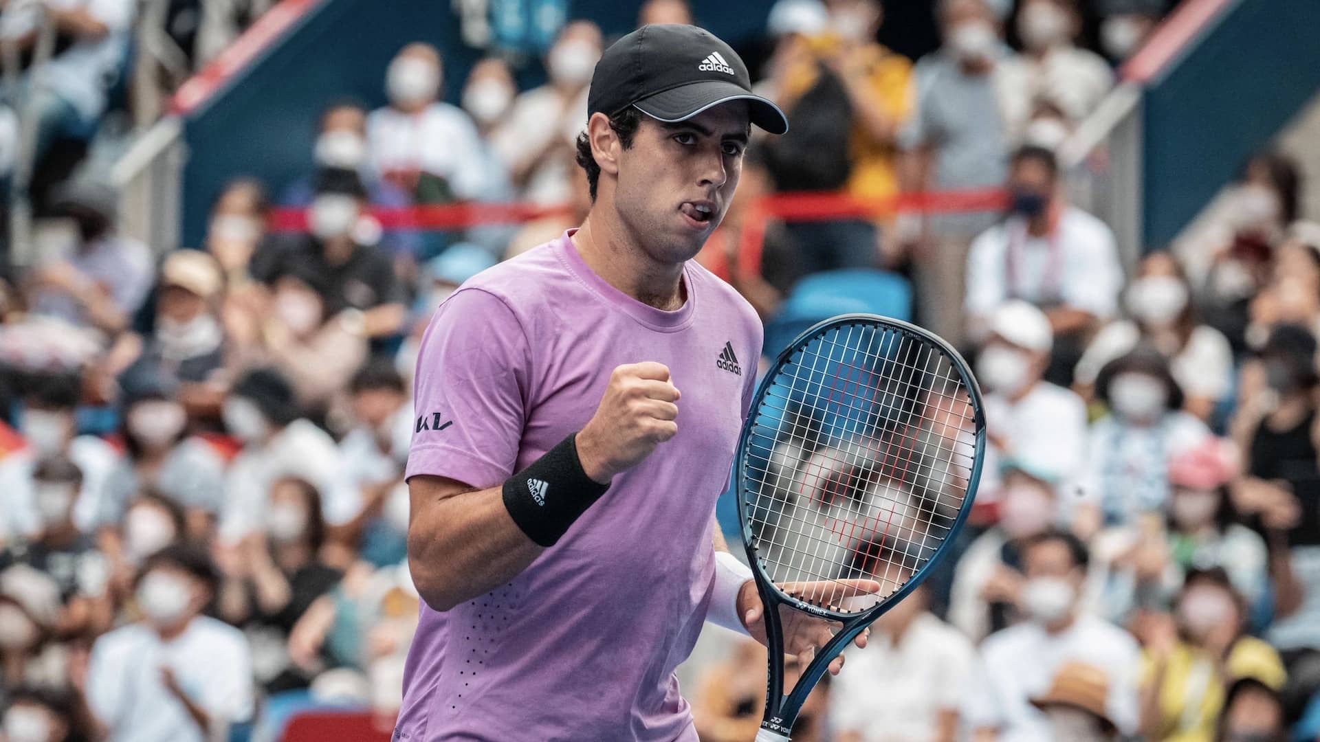Jaume Munar celebra un punto ante Casper Ruud en la primera ronda de Tokio.