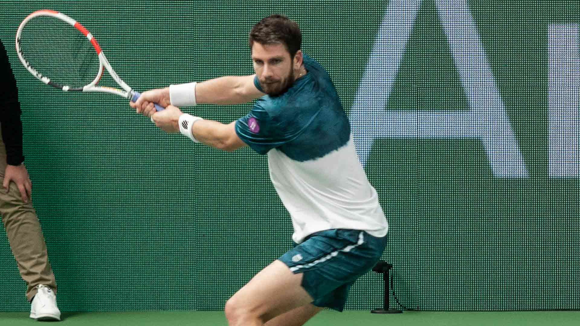 Cameron Norrie in action on Wednesday in Stockholm.