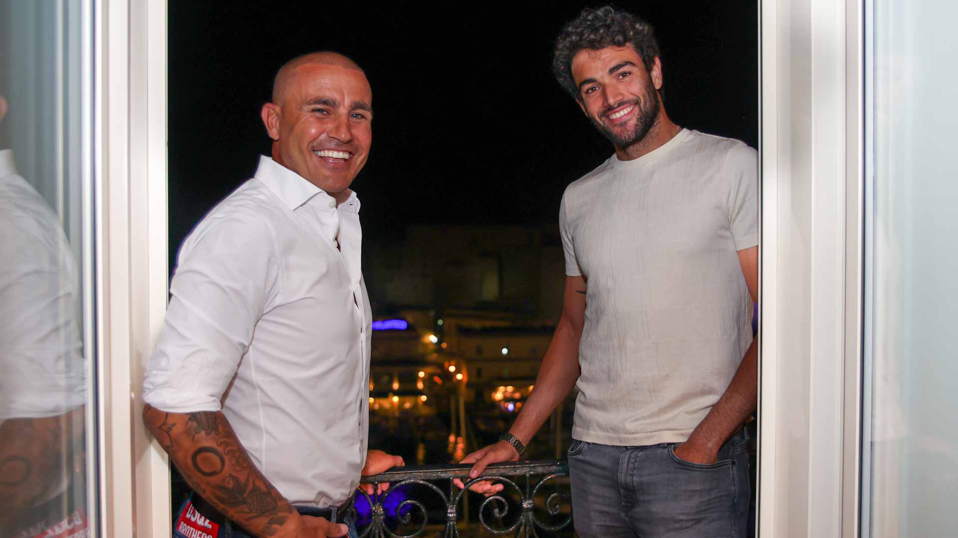Football legend Fabio Cannavaro meets with Matteo Berrettini in Naples.