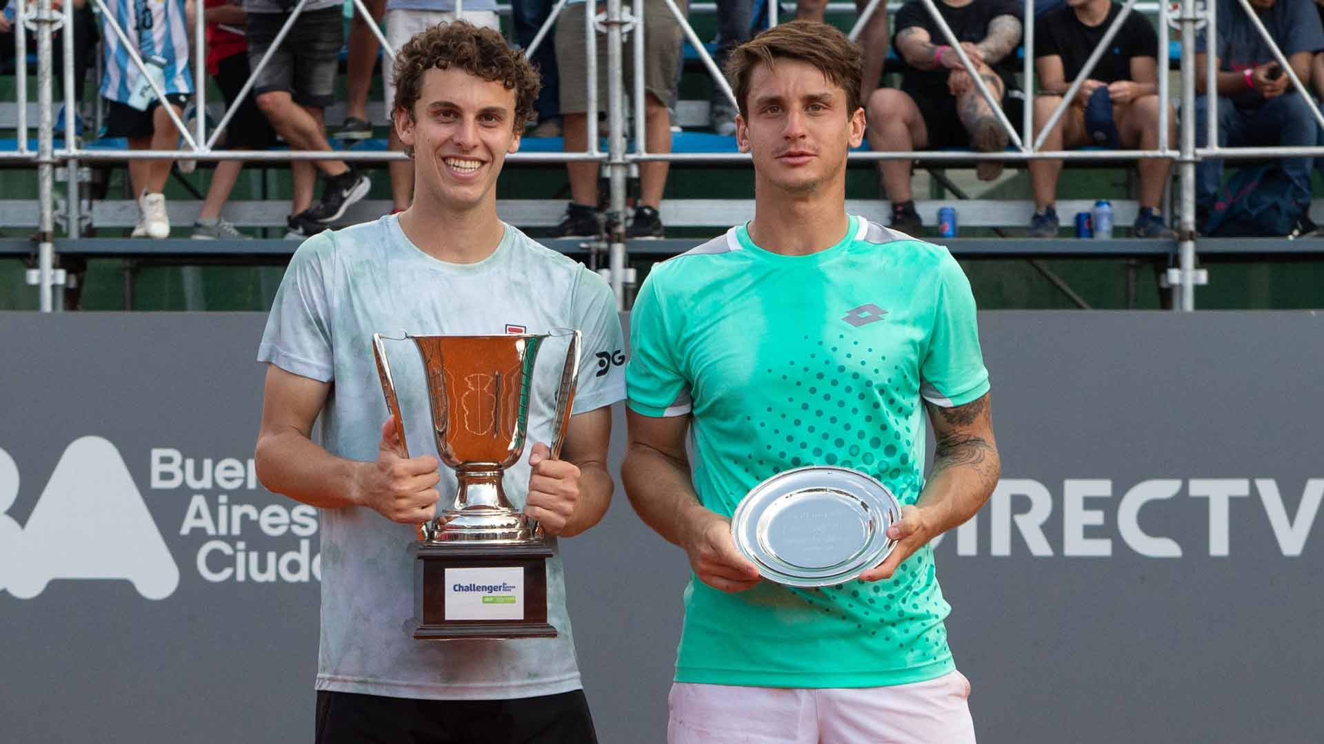 <a href='https://www.atptour.com/en/players/juan-manuel-cerundolo/c0c8/overview'>Juan Manuel Cerundolo</a> (left) and <a href='https://www.atptour.com/en/players/camilo-ugo-carabelli/u182/overview'>Camilo Ugo Carabelli</a> at the 2022 Buenos Aires-2 Challenger.