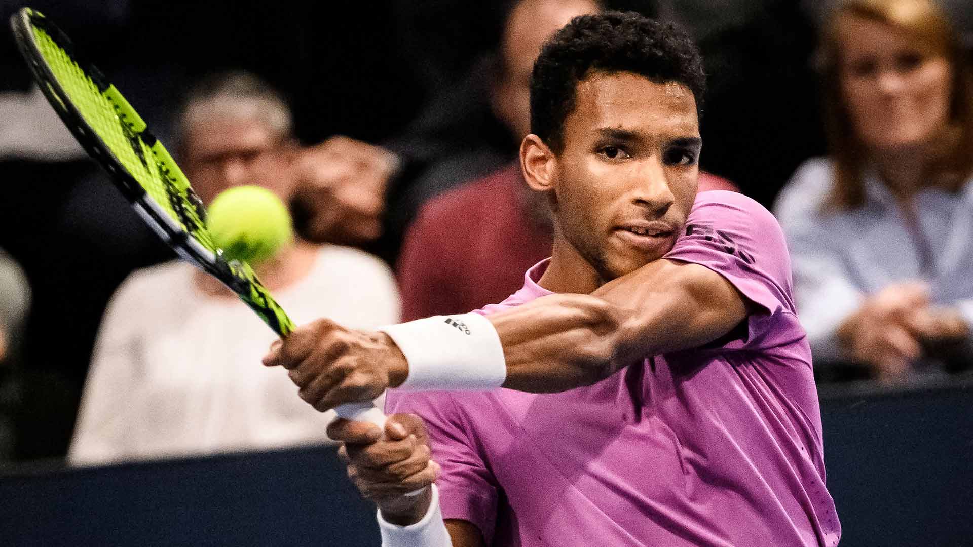 Felix Auger-Aliassime defeats World No. 1 Carlos Alcaraz on Saturday in Basel.