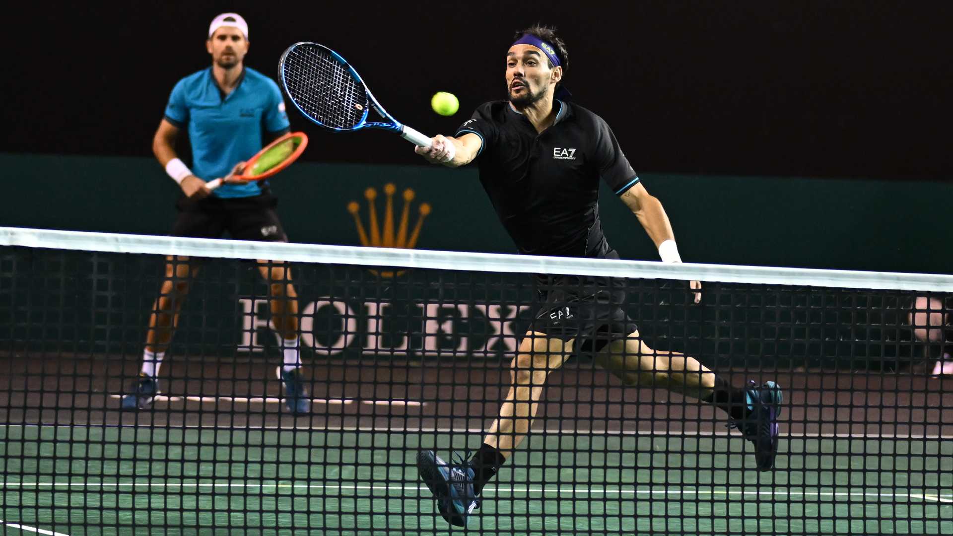 Fabio Fognini and Simon Bolelli break serve three times in the Paris opening round.