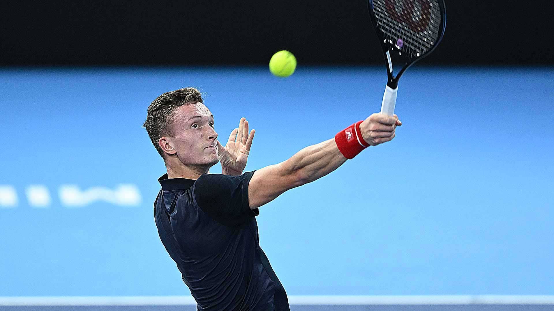 Jiri Lehecka in action on Tuesday in Milan.