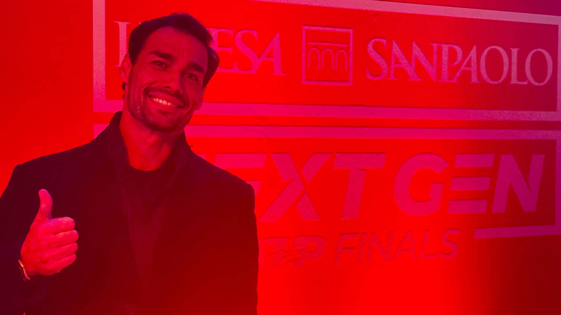 Fabio Fognini visits the Allianz Cloud during the Intesa Sanpaolo Next Gen ATP Finals.