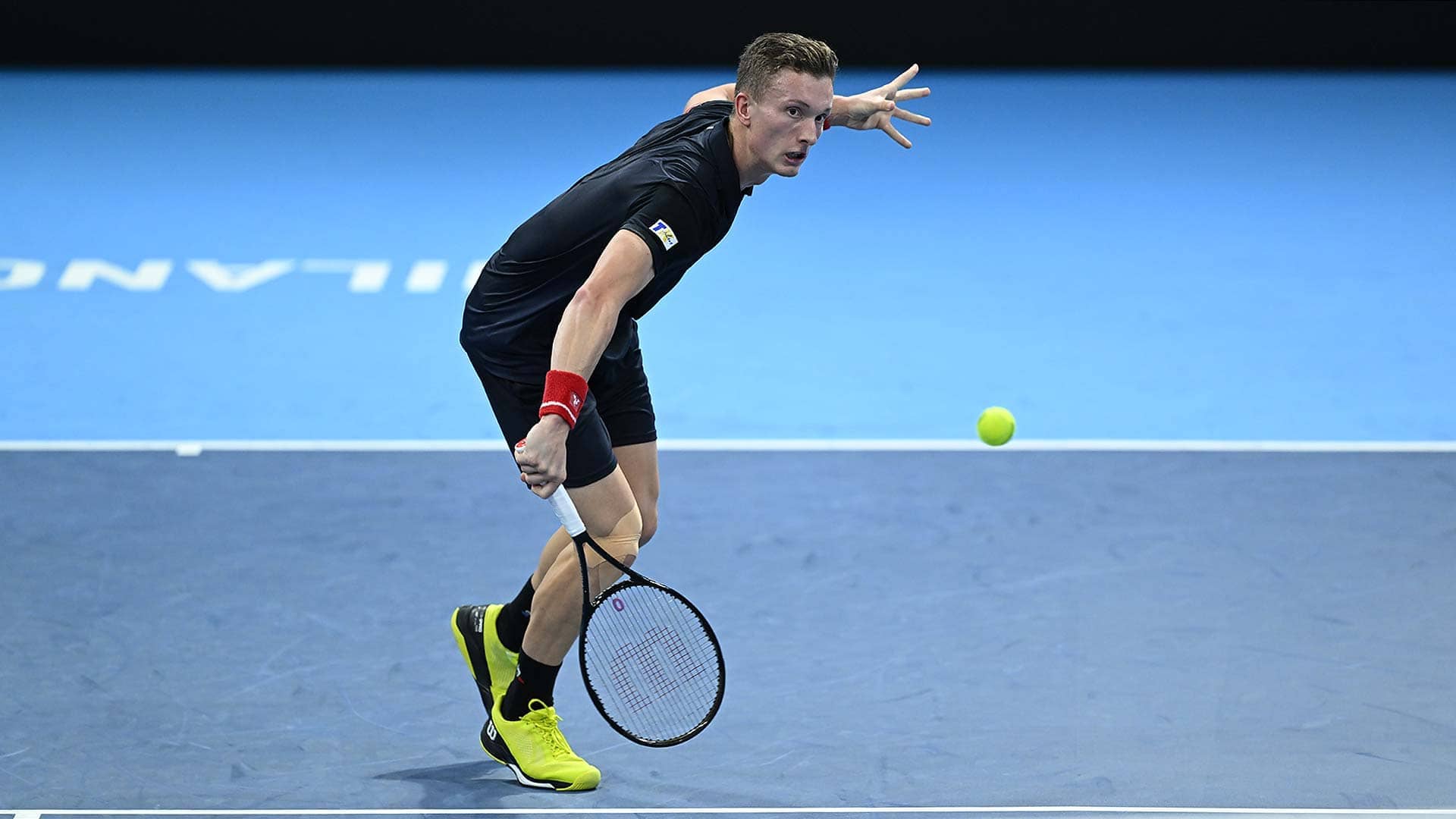 Jiri Lehecka in action on Thursday in Milan.