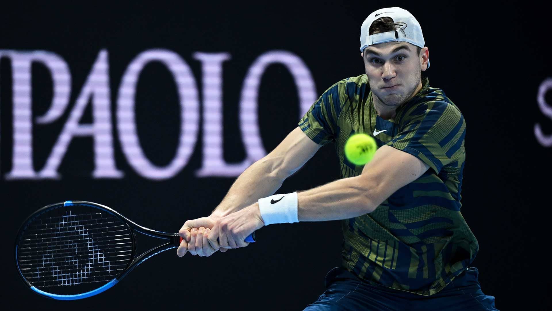 Jack Draper in action on Thursday in Milan.