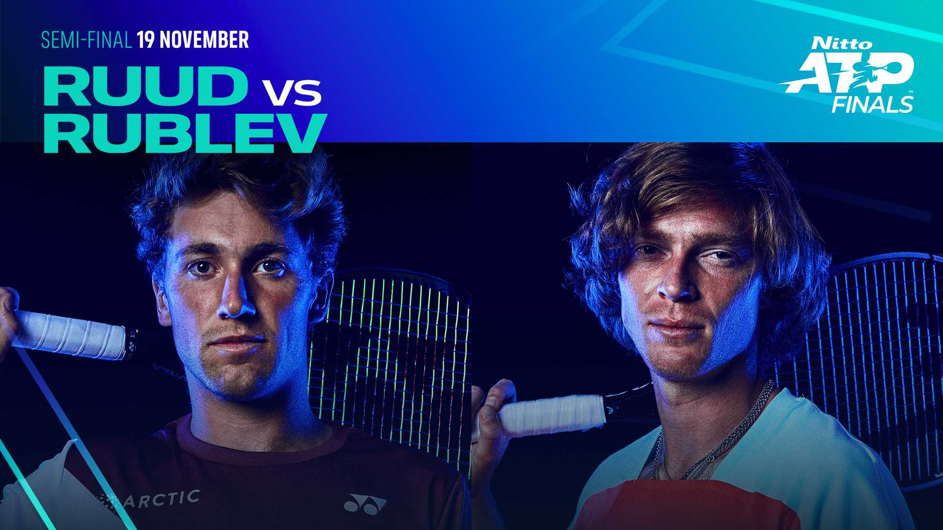 Casper Ruud meets Andrey Rublev for the second straight year in Turin.