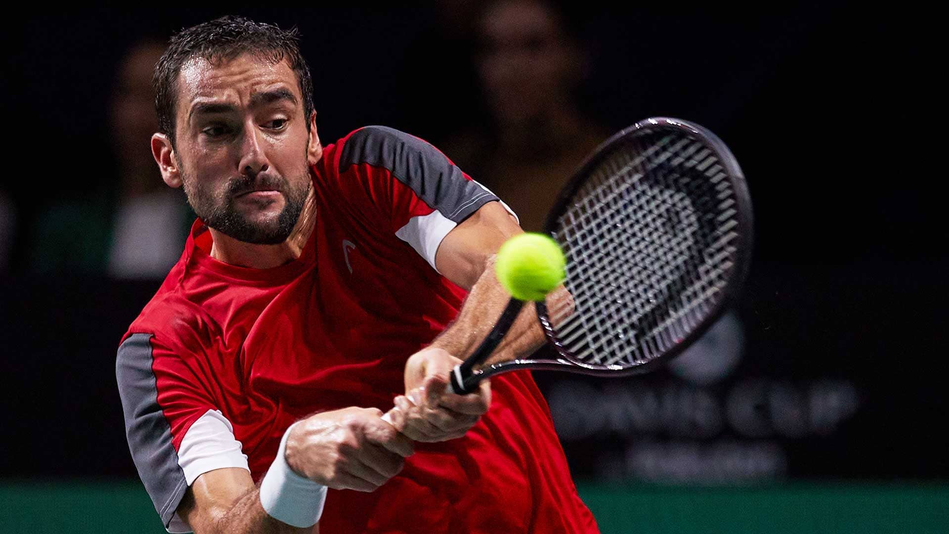 Marin Cilic in action on Wednesday in Malaga.