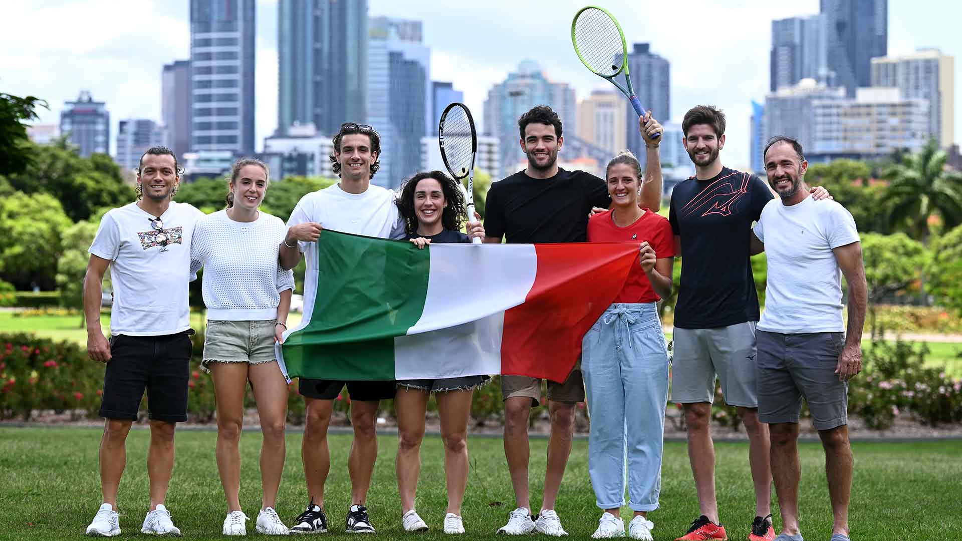 Team Italy in Brisbane on Tuesday ahead of the United Cup.