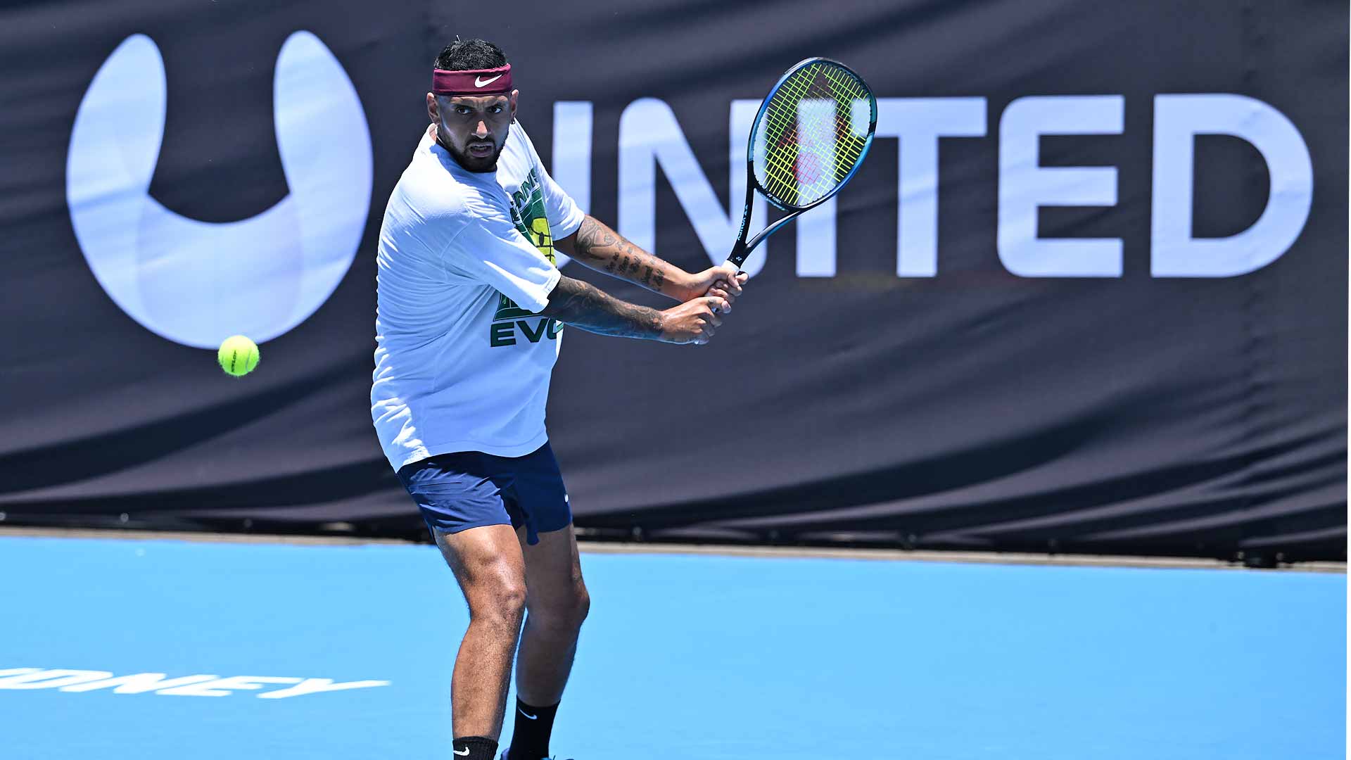 El australiano Nick Kyrgios durante su entrenamiento del martes en Sídney.