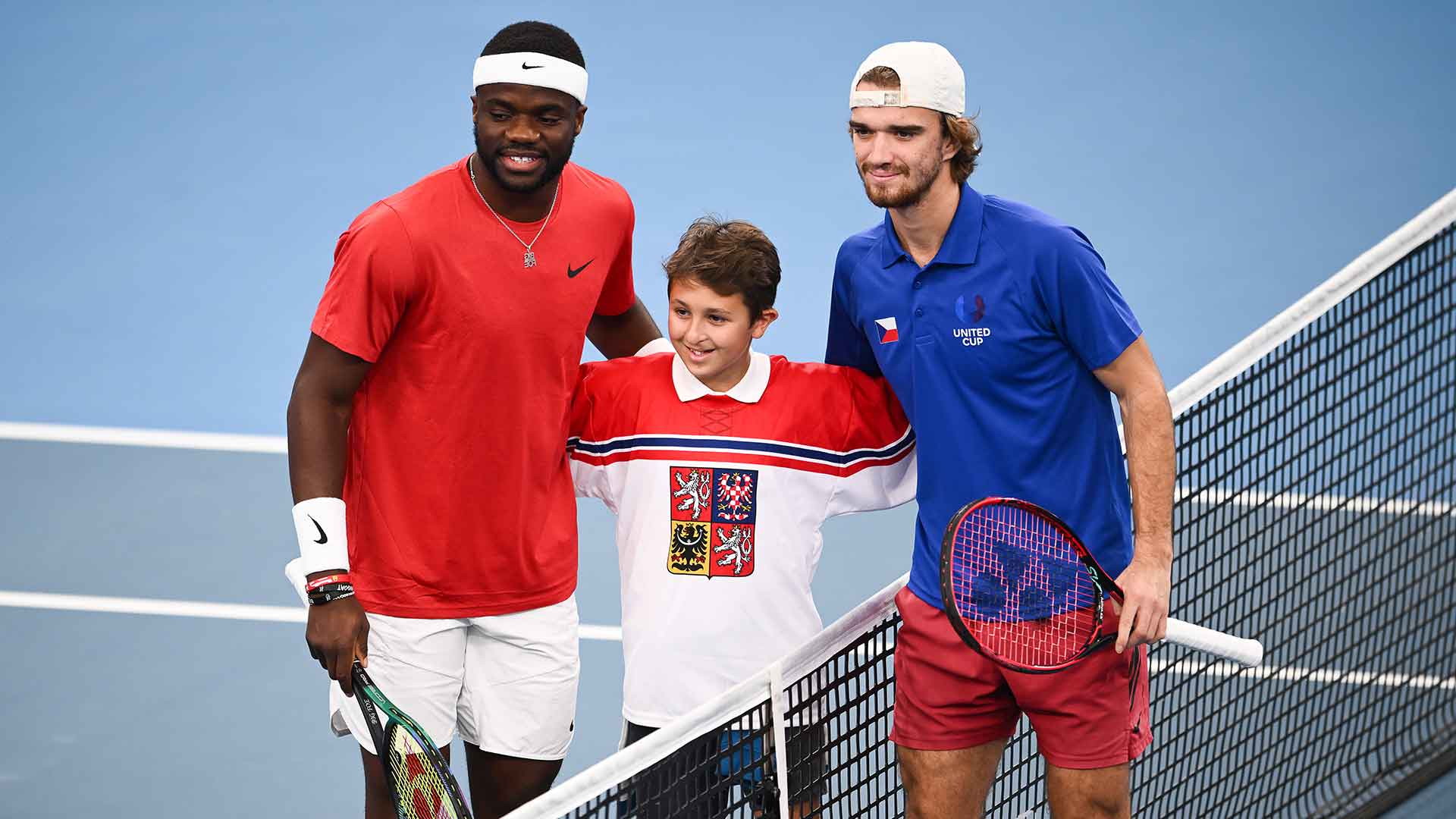 Frances Tiafoe and Tomas Machac ahead of their match in Sydney.