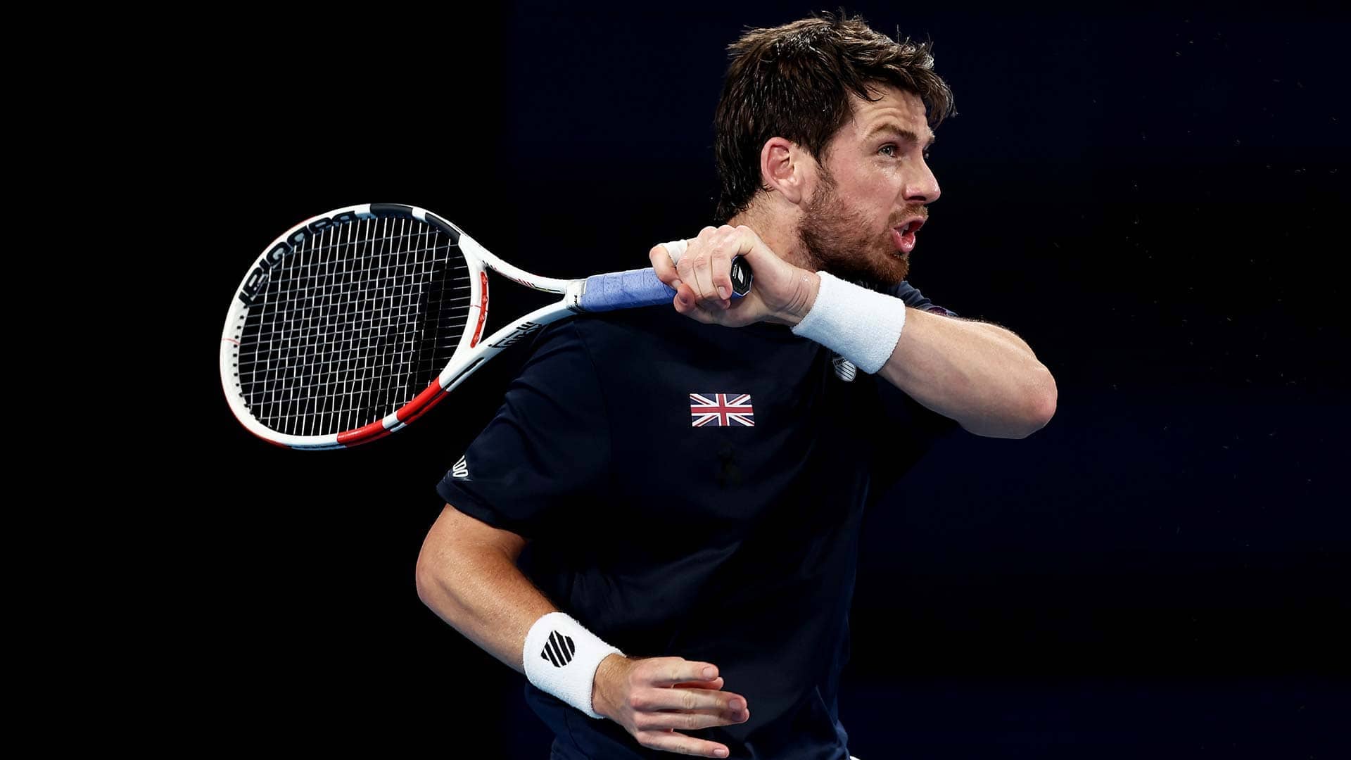 Cameron Norrie in action for Great Britain on Wednesday in Sydney.