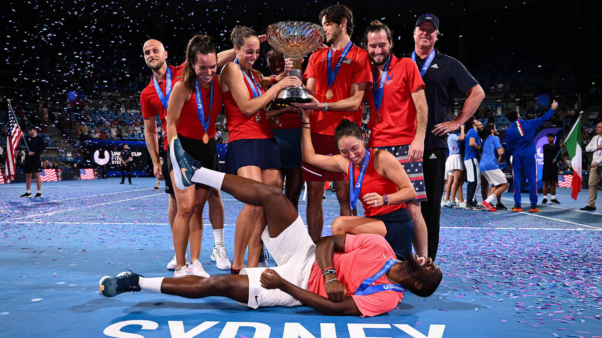 Team USA celebrates winning the inaugural United Cup.
