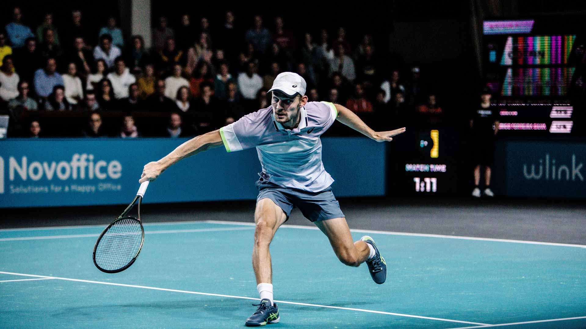 Home favourite David Goffin competes at the Challenger 125 event in Belgium.