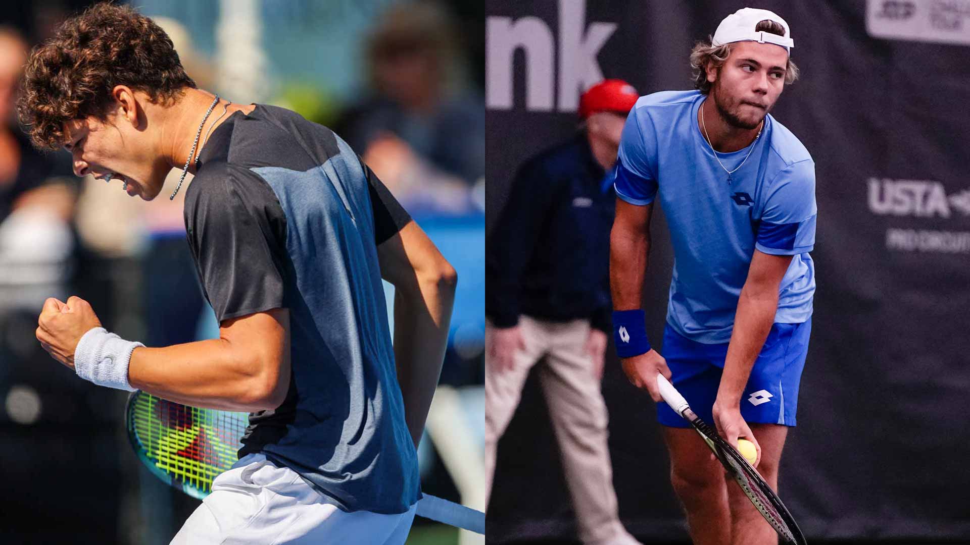 Ben Shelton (left) and Aleksandar Kovacevic both played college tennis before turning pro.