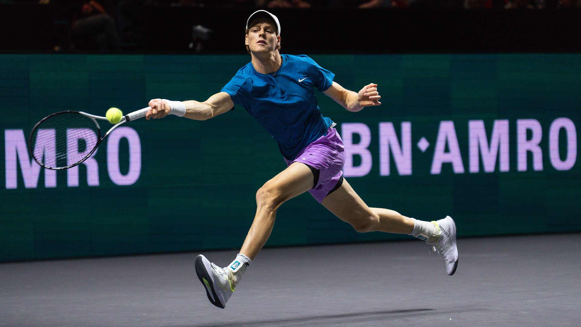 Jannik Sinner fires a forehand against Stan Wawrinka on Friday at the ABN AMRO Open in Rotterdam.