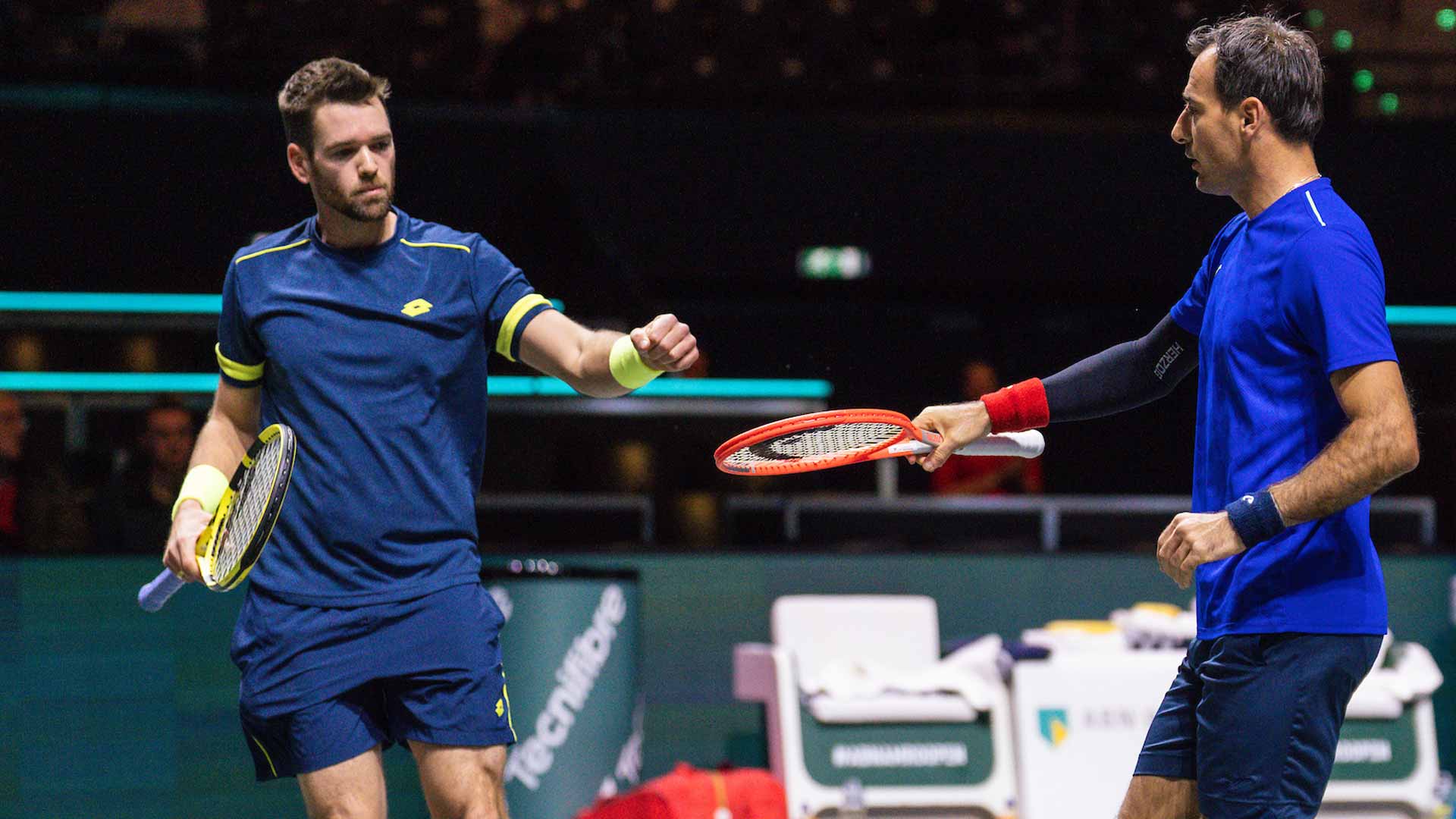Austin Krajicek (left) and Ivan Dodig at the 2023 ABN AMRO Open.
