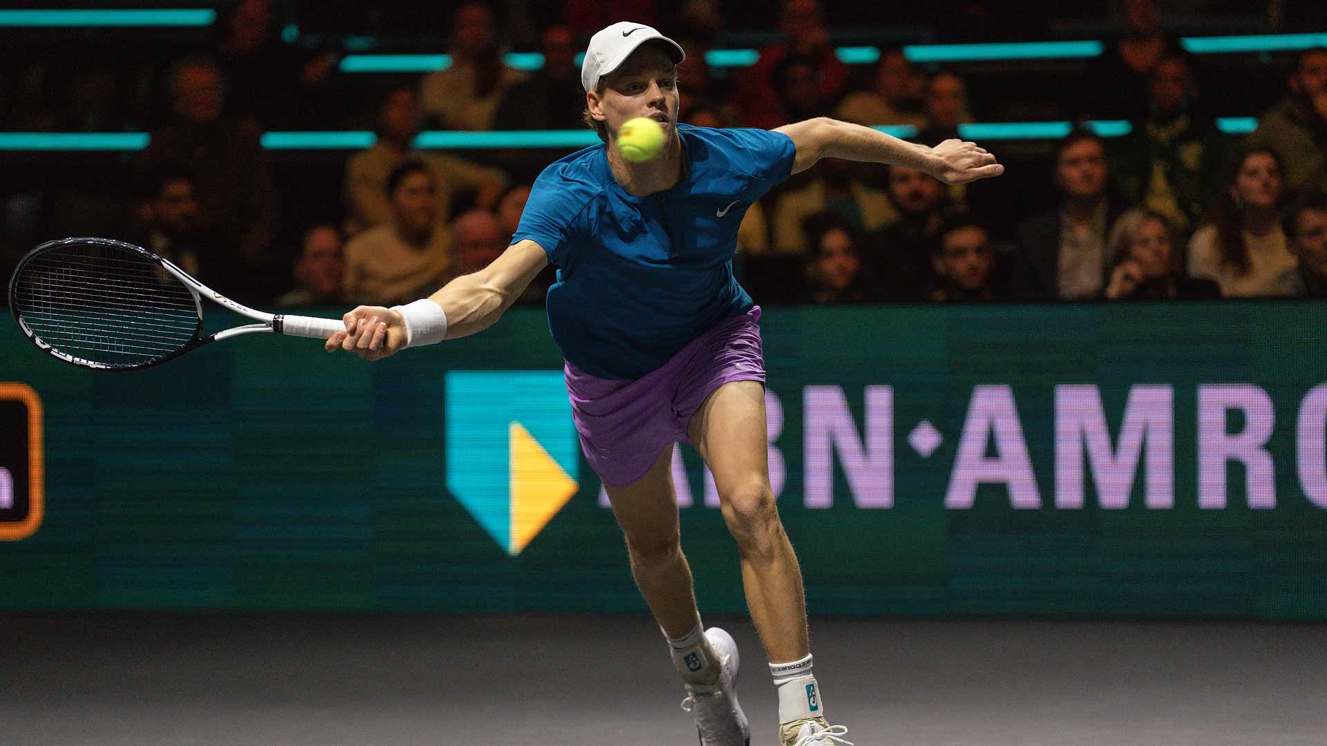 Jannik Sinner in action against home wild card Tallon Griekspoor on Saturday during the semi-finals of the ABN AMRO Open in Rotterdam.