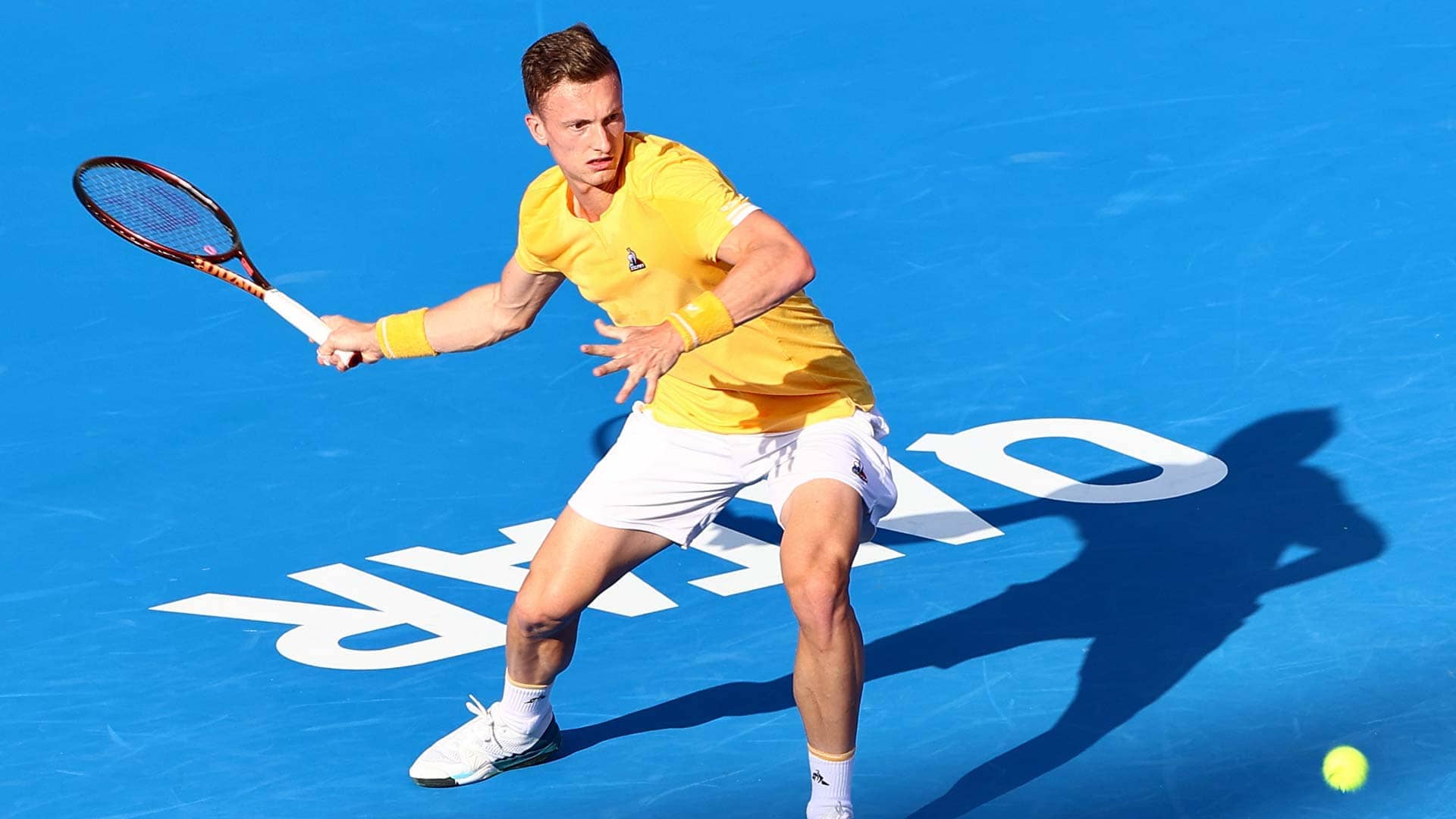 Jiri Lehecka defeats Andrey Rublev on Thursday in Doha.