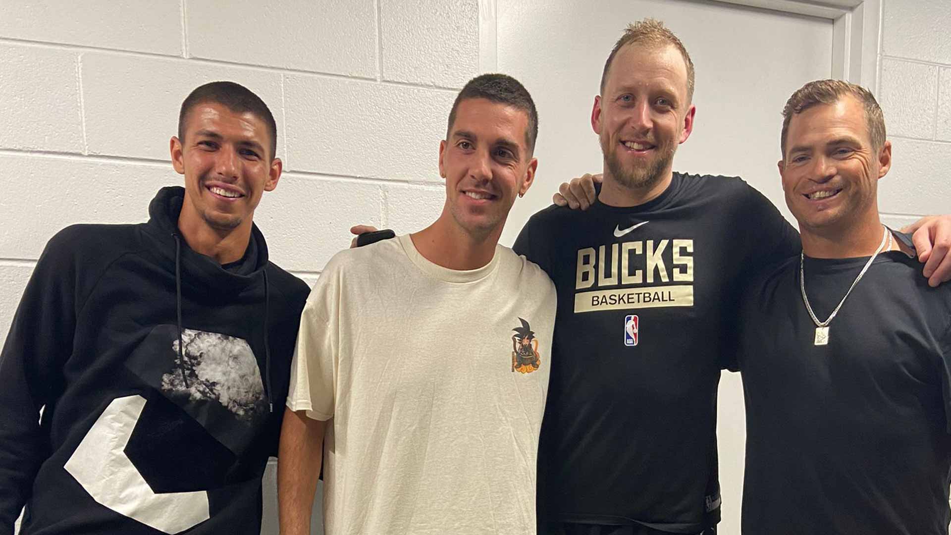 From left to right: <a href='https://www.atptour.com/en/players/alexei-popyrin/p09z/overview'>Alexei Popyrin</a>, <a href='https://www.atptour.com/en/players/thanasi-kokkinakis/kd46/overview'>Thanasi Kokkinakis</a>, Joe Ingles, <a href='https://www.atptour.com/en/players/todd-langman/l871/overview'>Todd Langman</a>.