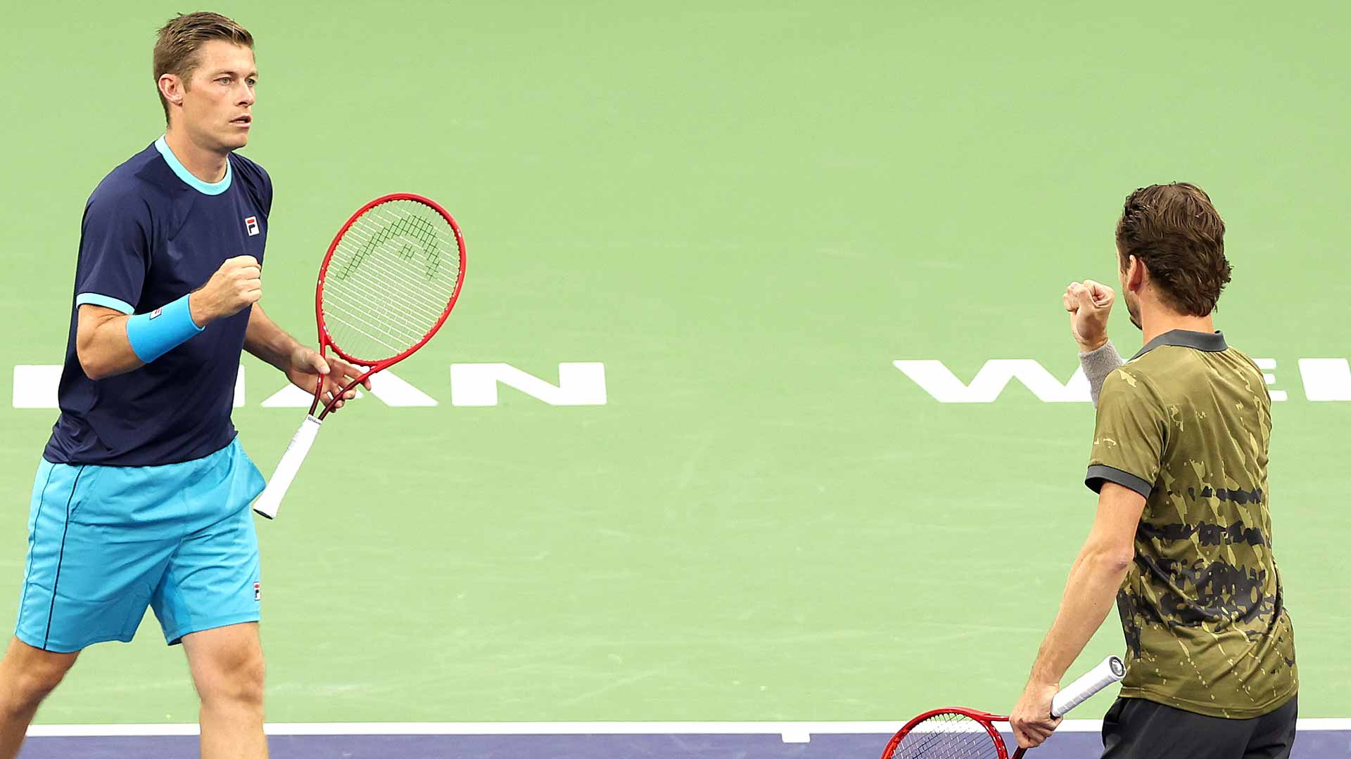 Neal Skupski (left) and Wesley Koolhof in action Friday at the BNP Paribas Open.
