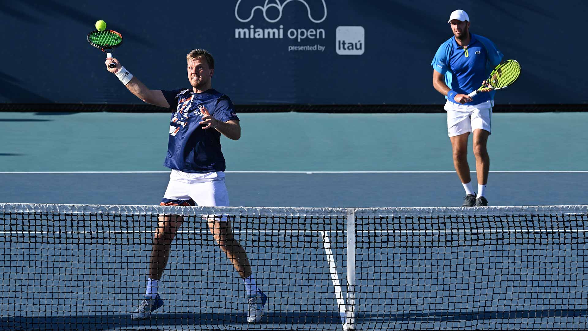 Kevin Krawietz and Fabrice Martin battle past Rohan Bopanna and Matthew Ebden in a Match Tie-break Saturday in Miami.