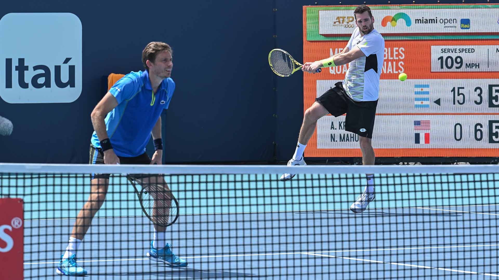 Nicolas Mahut and Austin Krajicek defeat Maximo Gonzalez and Andres Molteni to reach the semi-finals in Miami.