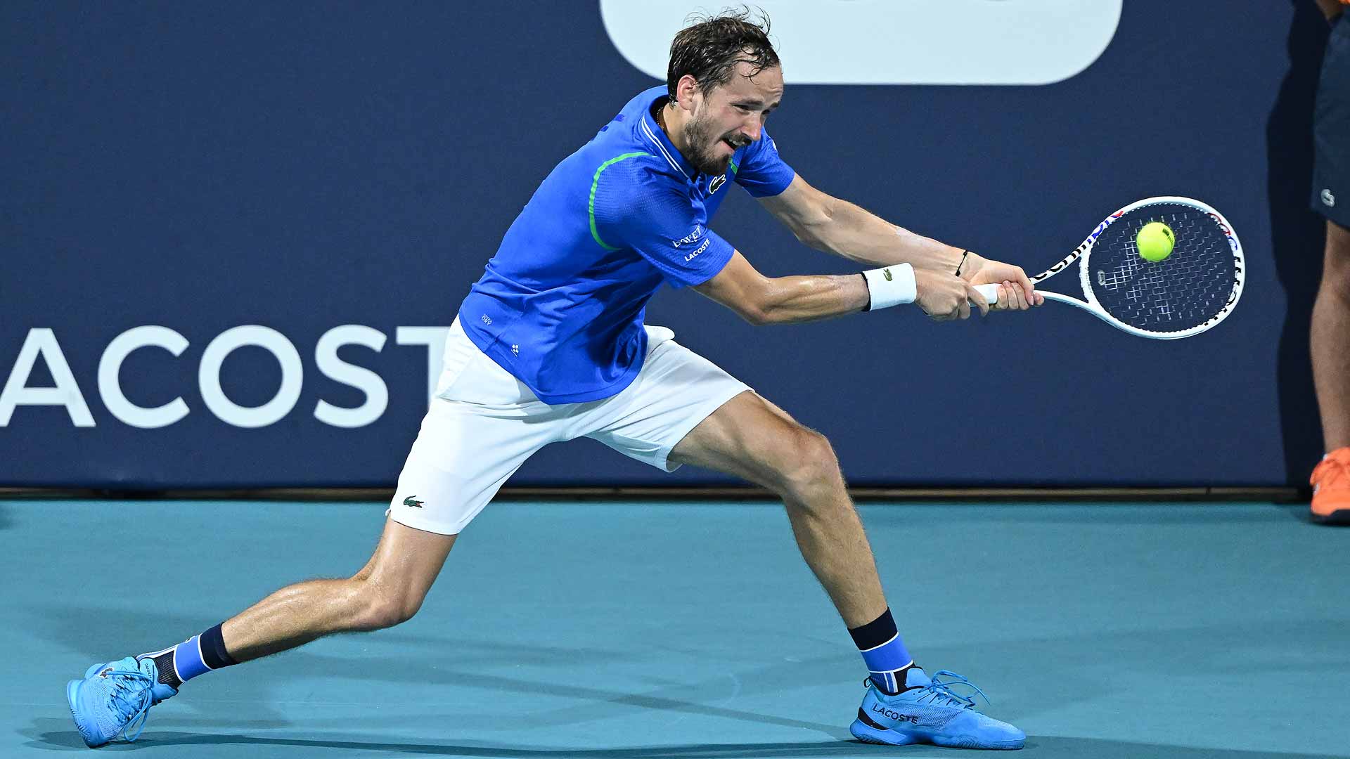Daniil Medvedev defeats Quentin Halys to reach the quarter-finals of the Miami Open presented by Itau for the third consecutive year.