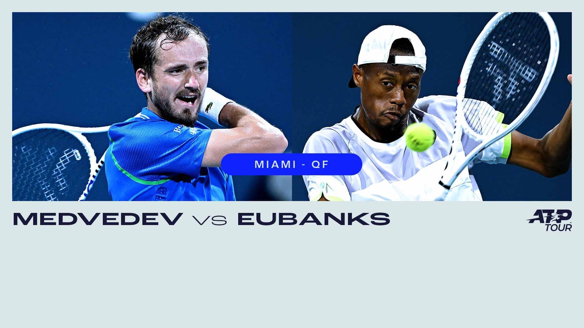 Daniil Medvedev and Christopher Eubanks will meet for the first time at Tour-level on Thursday in Miami.
