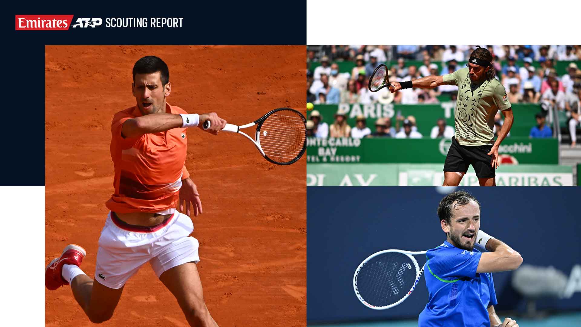 Novak Djokovic, Stefanos Tsitsipas and Daniil Medvedev will compete in Monte-Carlo.